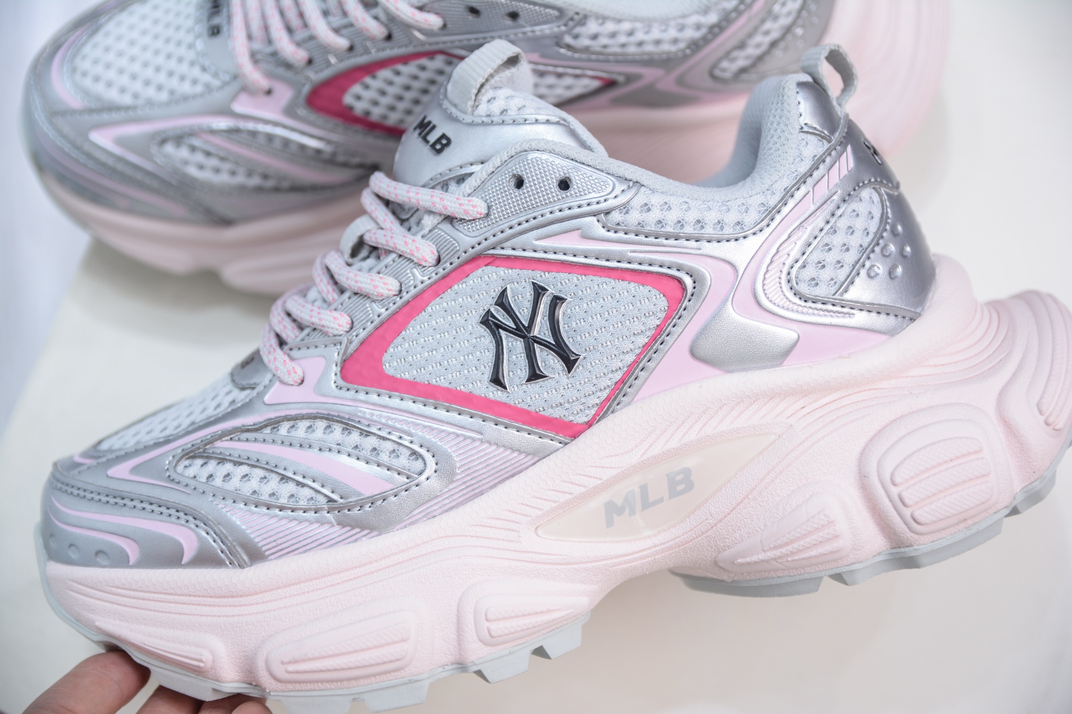 MLB Winner Chunky Sneakers Pink, Silver Lightweight Breathable Mesh Size 36-39 7 i1747590621705 7966 0 6