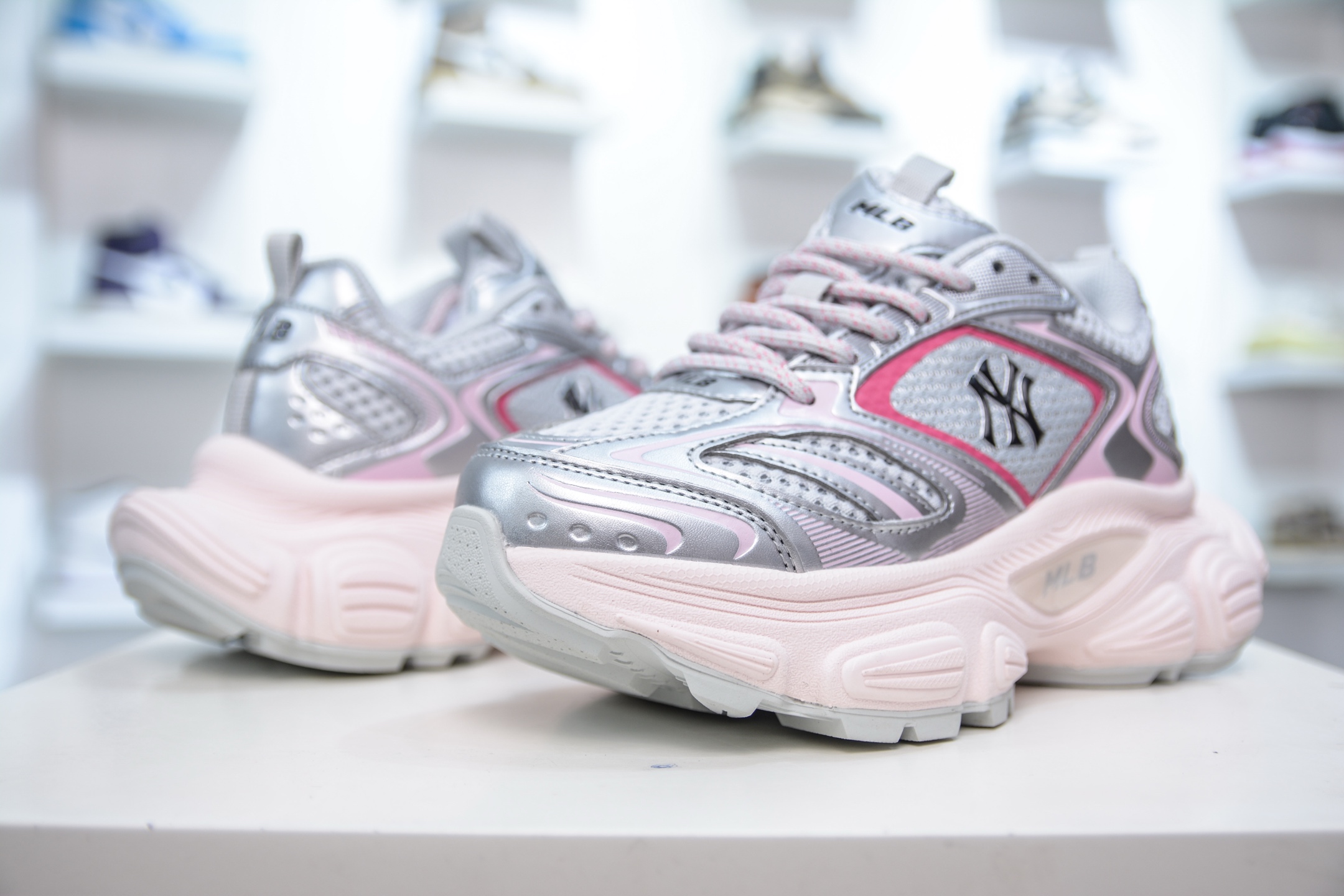 MLB Winner Chunky Sneakers Pink, Silver Lightweight Breathable Mesh Size 36-39 4 i1747590627388 8600 0 3