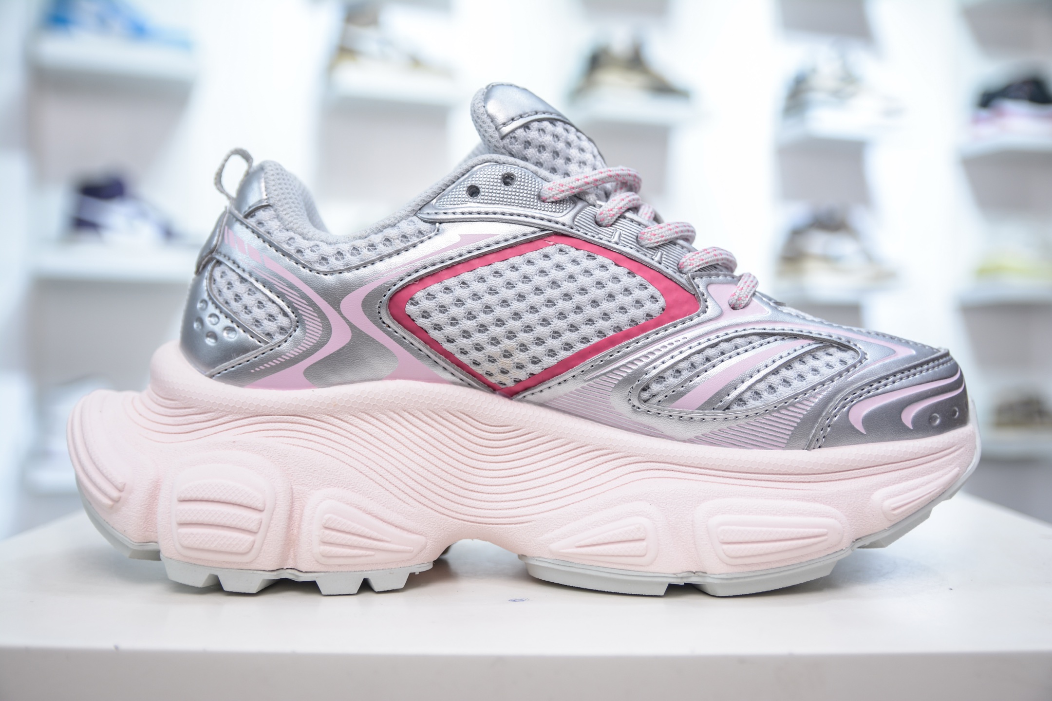 MLB Winner Chunky Sneakers Pink, Silver Lightweight Breathable Mesh Size 36-39 3 i1747590627504 3588 0 2
