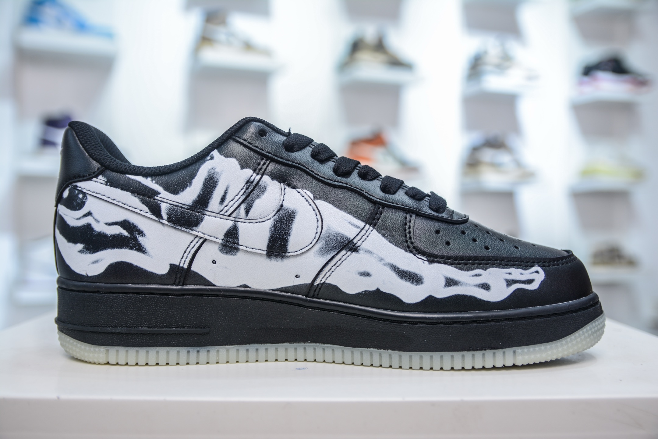 180 PB版 NK Air Force 1 Low 07 万圣节 透视骨骼 夜光骨头 空军一号低帮百搭休闲运动板鞋 BQ7541-001