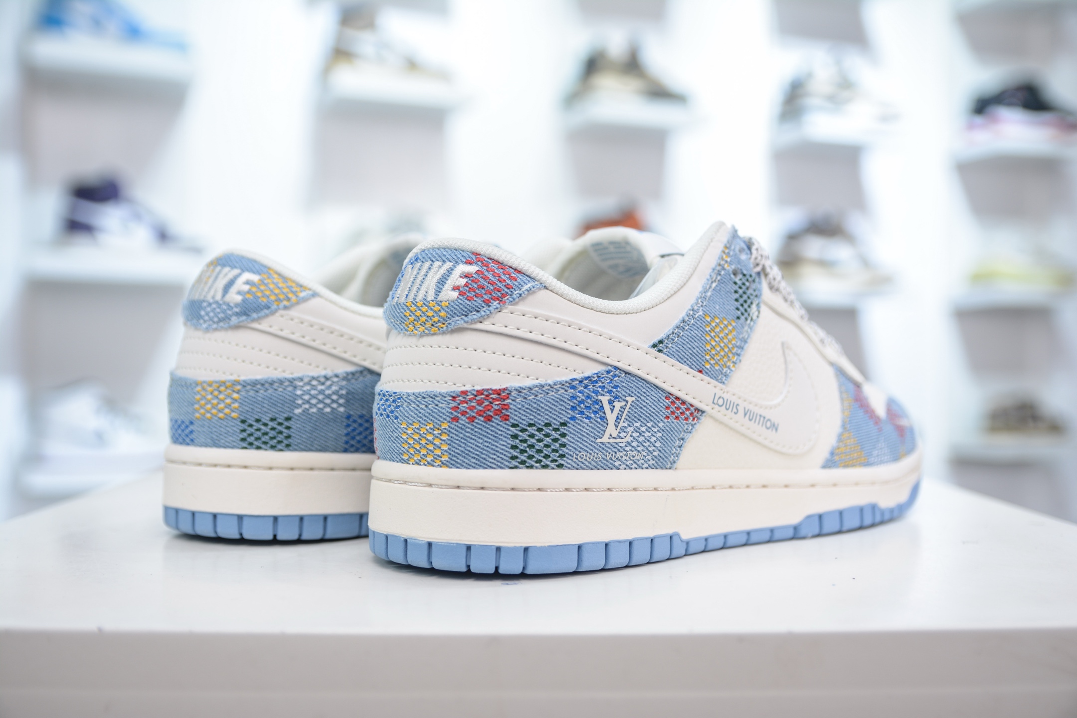 280 Nike SB Dunk Low x Louis Vuitton LV联名-白蓝格子牛仔 FC1688-231