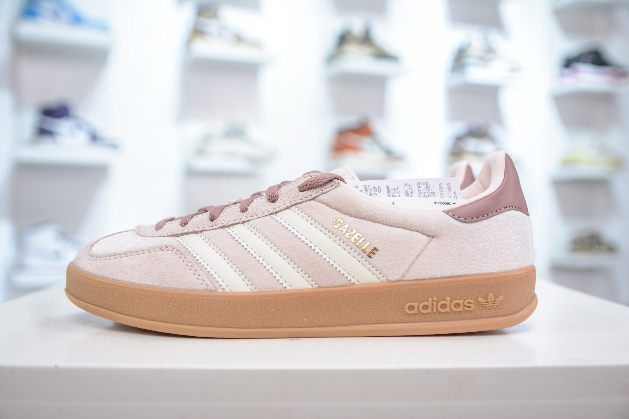 CS版 AD Original Gazelle Indoor Trainers 瞪羚室内鞋系列低帮复古百搭休闲运动德训风板鞋 粉黑色 JR0232