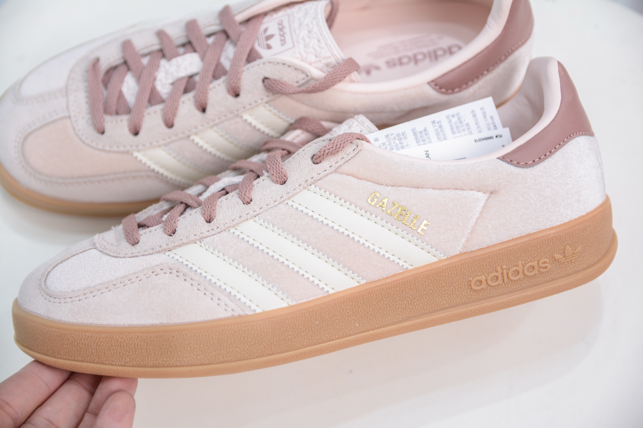 CS版 AD Original Gazelle Indoor Trainers 瞪羚室内鞋系列低帮复古百搭休闲运动德训风板鞋 粉黑色 JR0232