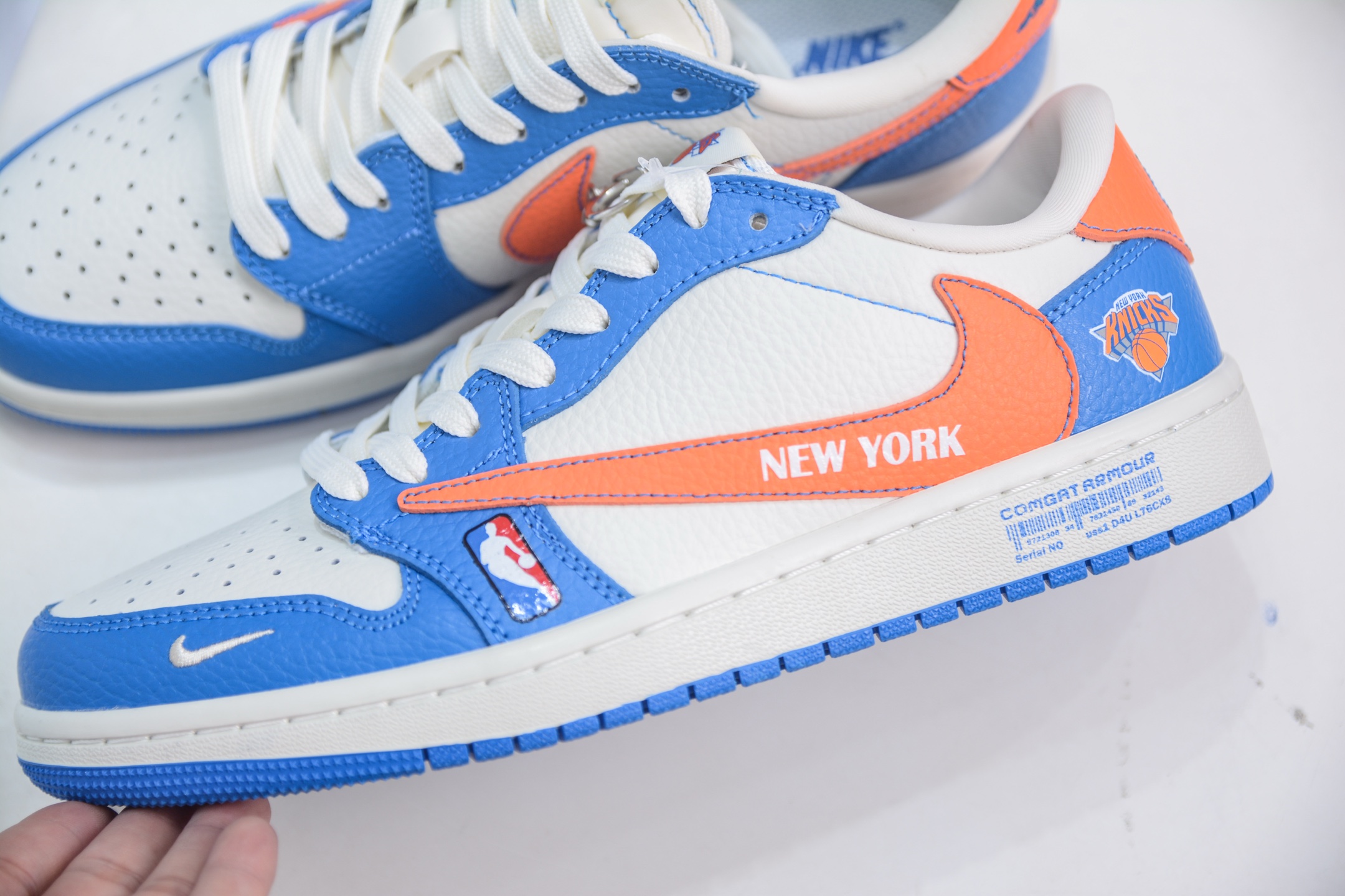 Travis Scott x Fragment Design x Air Jordan 1 Low OG SP AJ1 纽约尼克斯联名-白蓝橙勾 SC9207-028