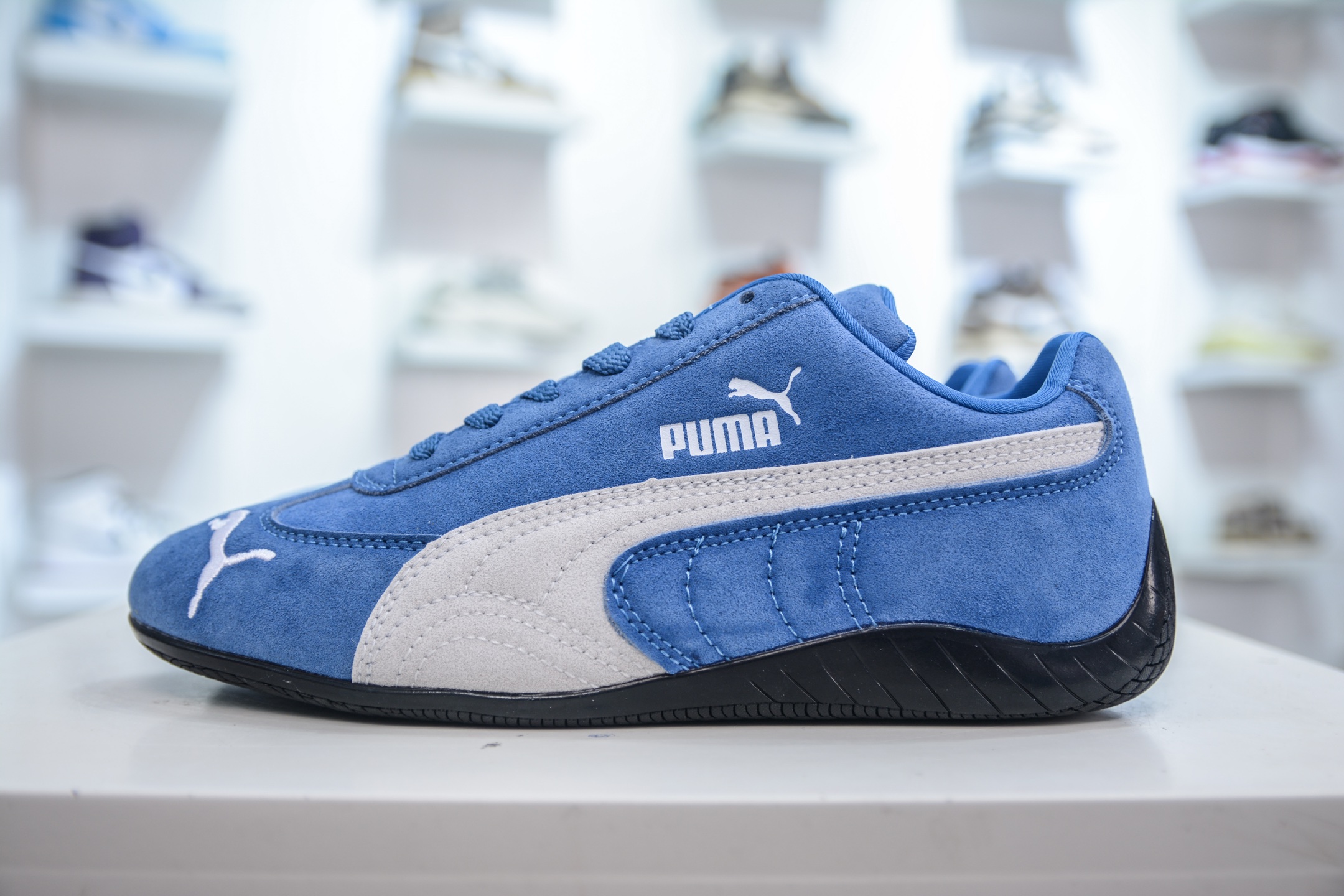 Puma Speedcat OG Retro Racing Shoes - Blue Suede Low Top Sneakers