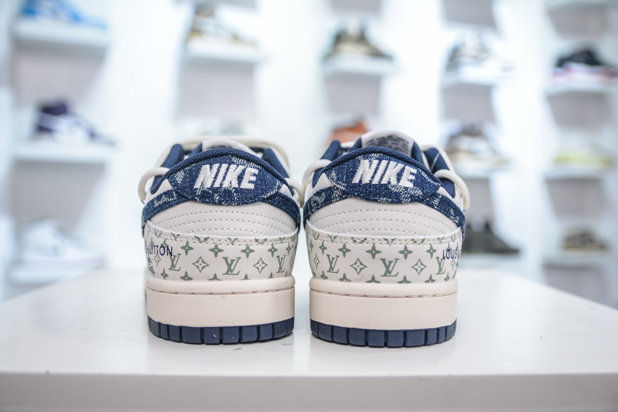Nike SB Dunk Low x Louis Vuitton White Blue Denim Shoes - Limited Edition 3 i1748196107411 4945 0 1