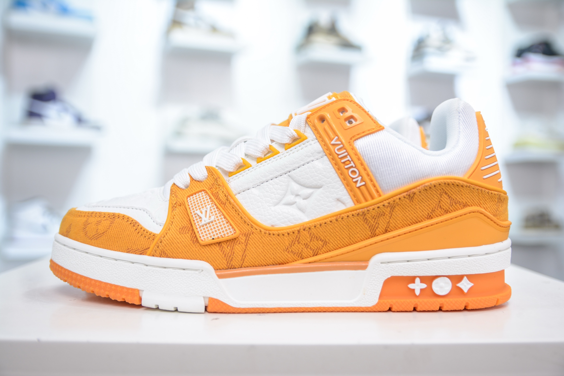Louis Vuitton Trainer Sneaker White Orange Denim - Fashion Show Edition 2 i1748370115176 2322 0 0