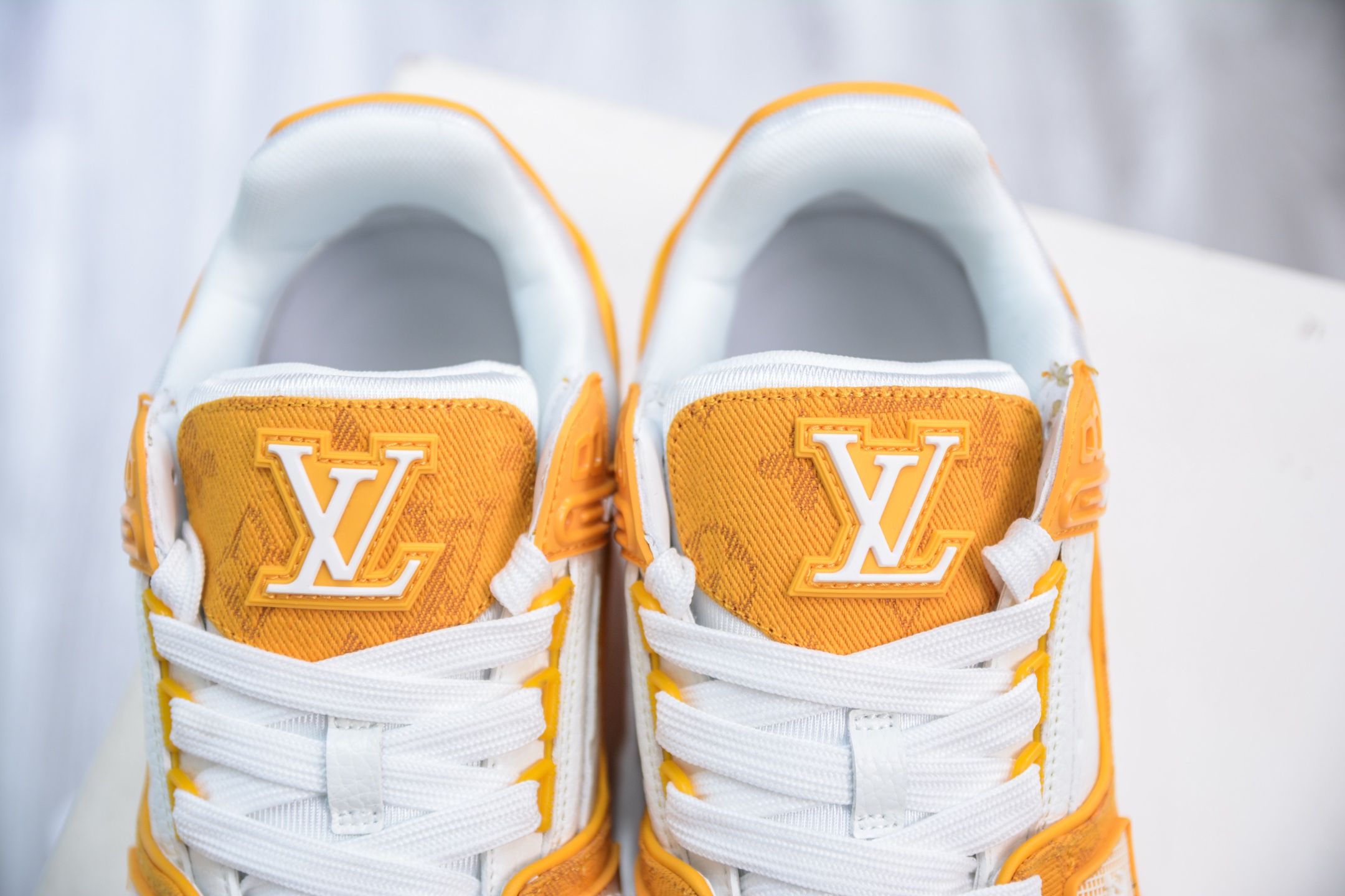 Louis Vuitton Trainer Sneaker White Orange Denim - Fashion Show Edition 9 i1748370115191 5946 0 7