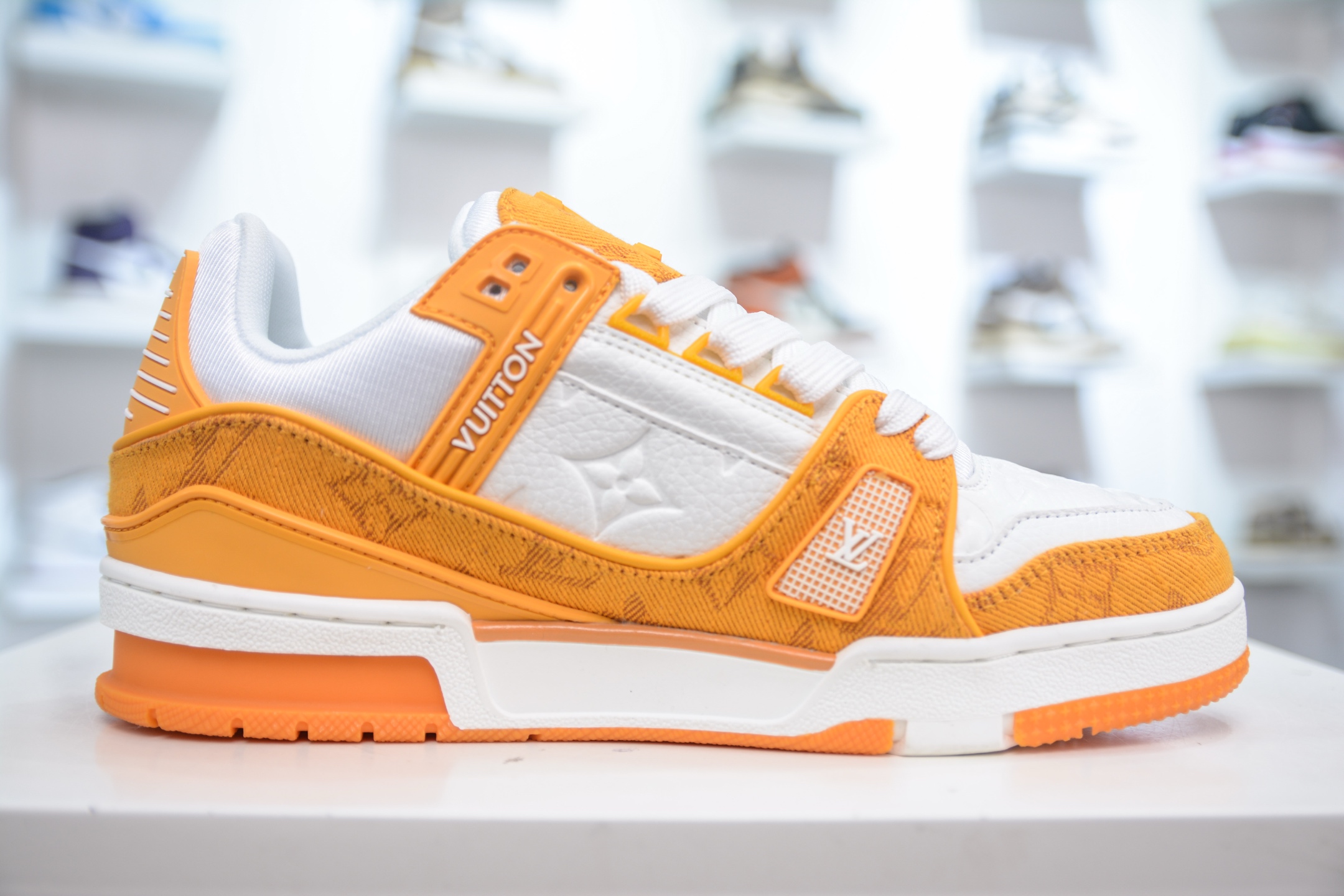 Louis Vuitton Trainer Sneaker White Orange Denim - Fashion Show Edition 4 i1748370116242 342 0 2