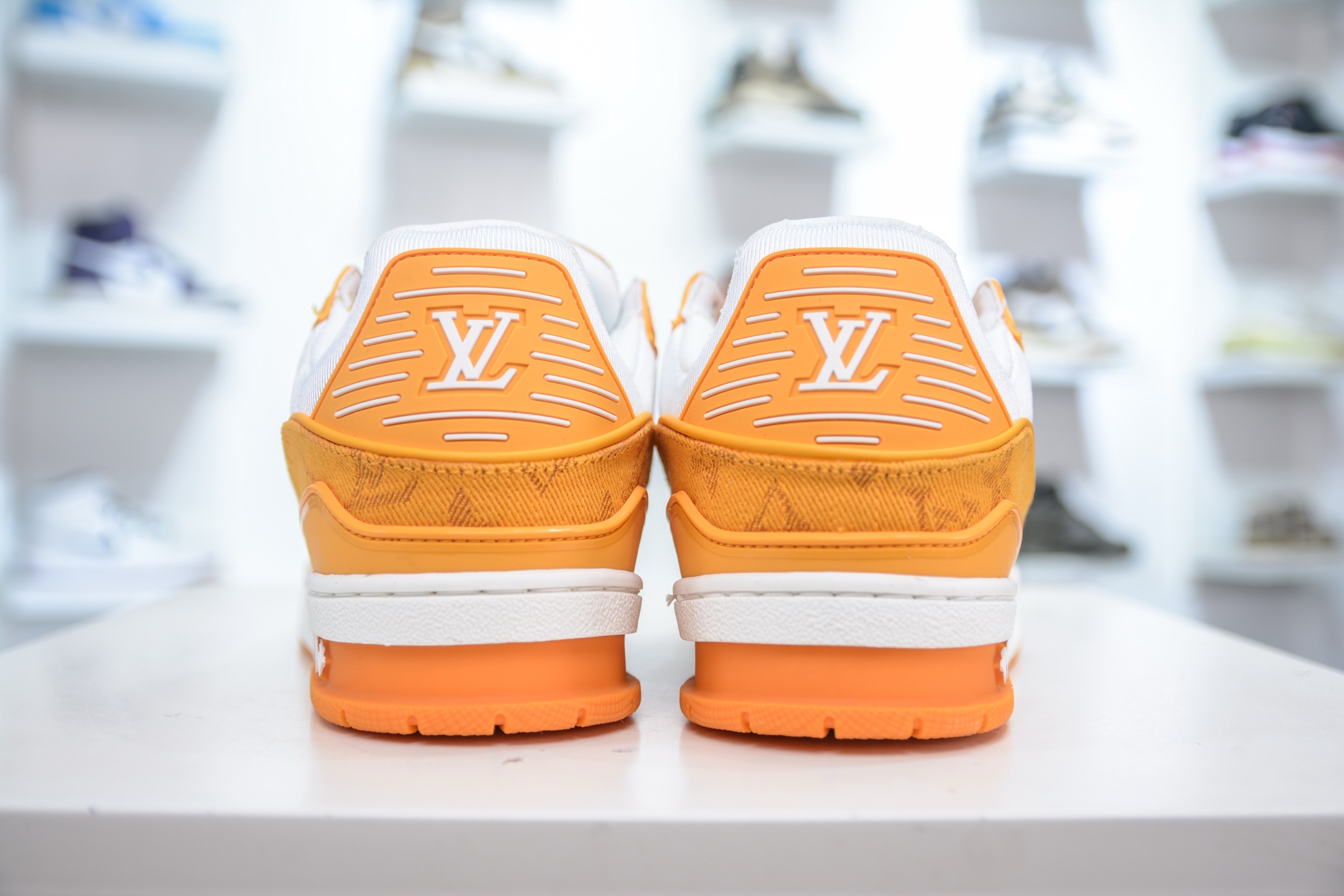 Louis Vuitton Trainer Sneaker White Orange Denim - Fashion Show Edition 3 i1748370116318 9477 0 1