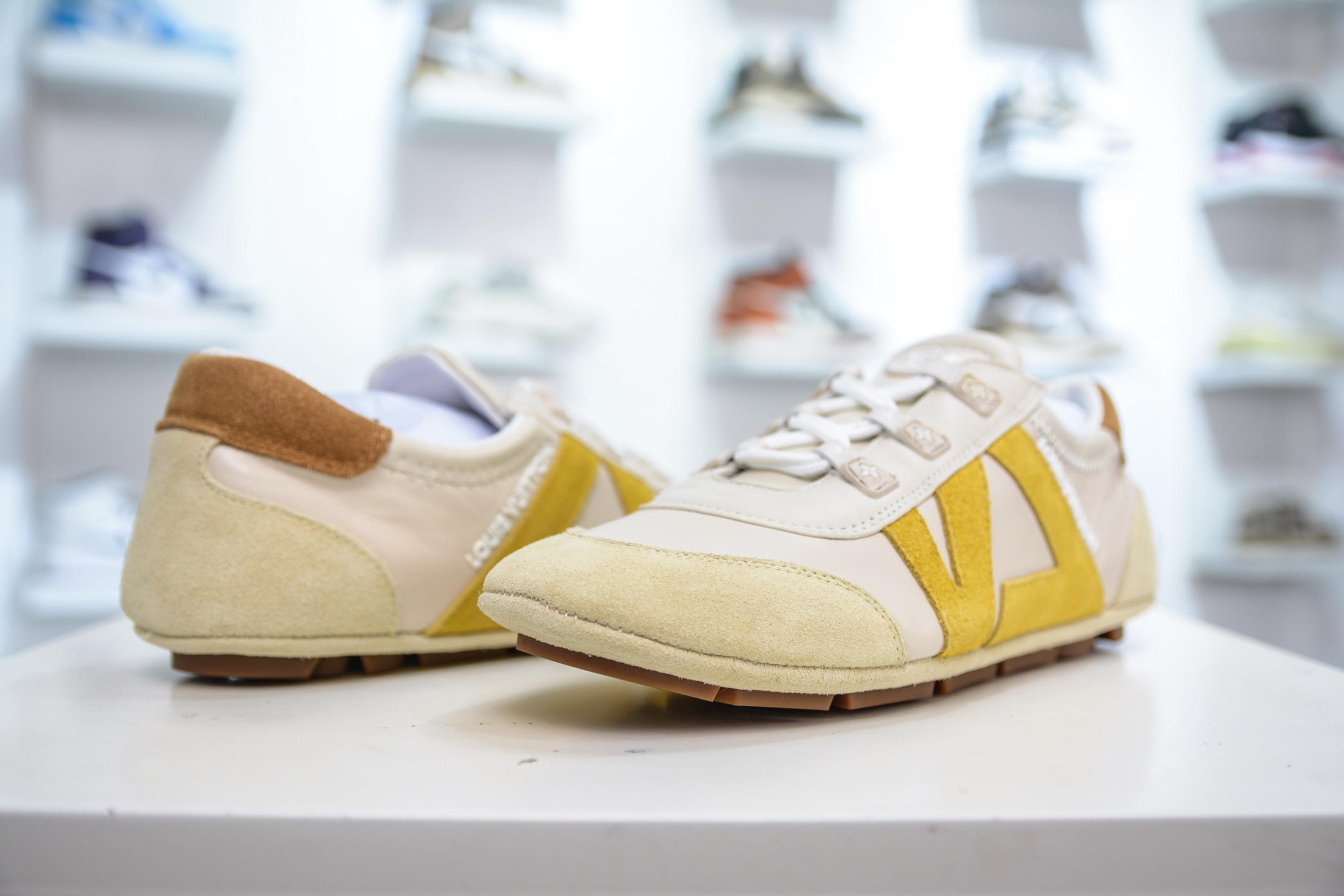 Louis Vuitton Sneakerina White Leather and Yellow Suede Women's Shoe 5 i1748454838350 2034 0 3