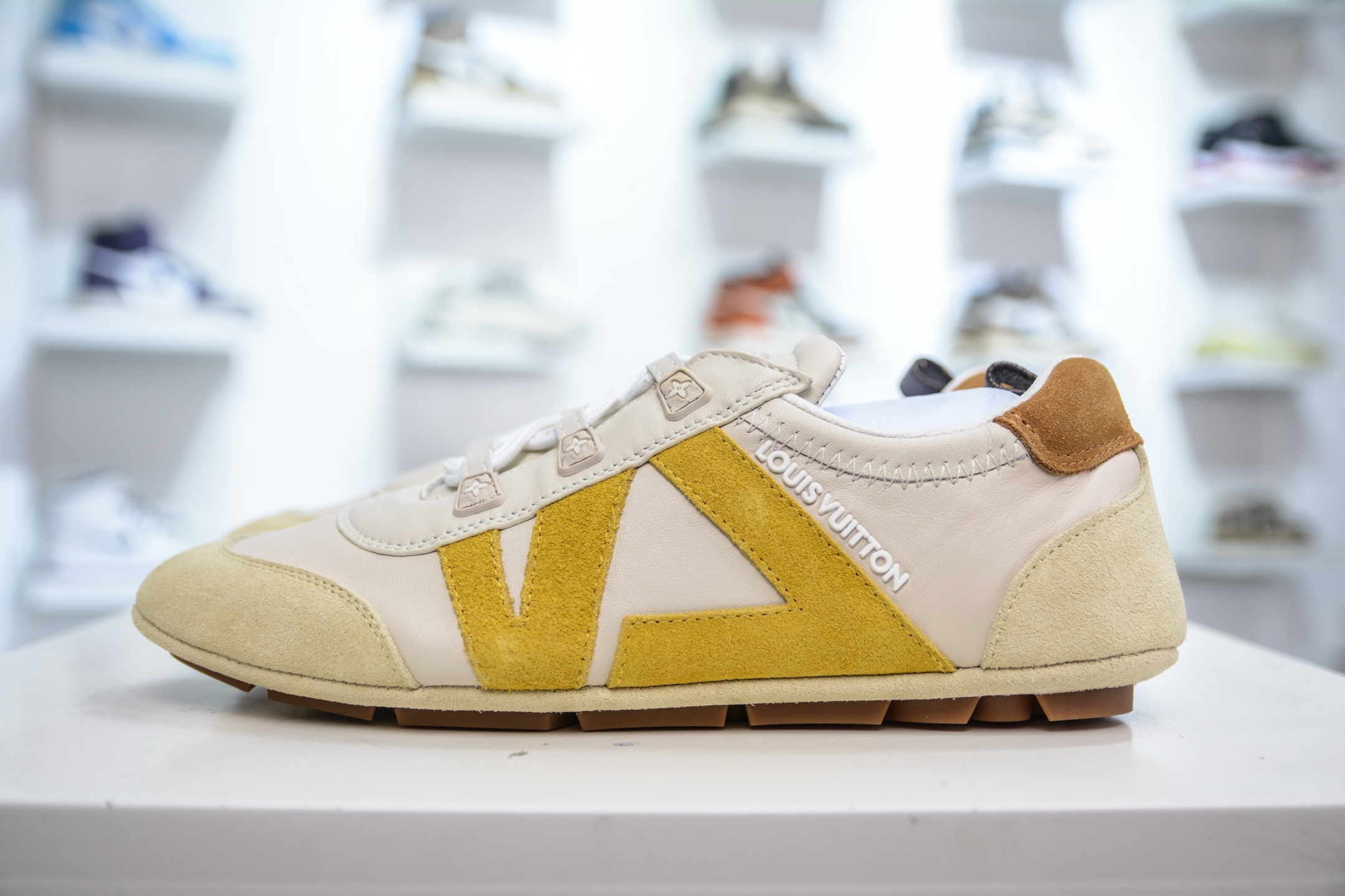 Louis Vuitton Sneakerina White Leather and Yellow Suede Women's Shoe 2 i1748454838392 6186 0 0