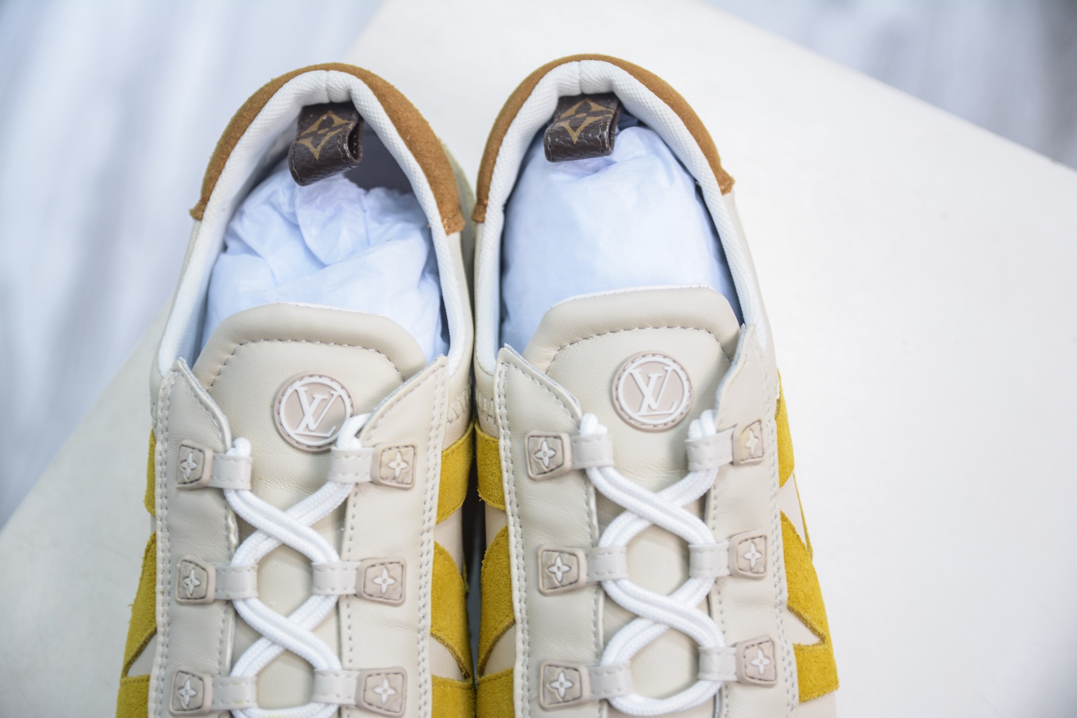 Louis Vuitton Sneakerina White Leather and Yellow Suede Women's Shoe 9 i1748454838417 6049 0 7