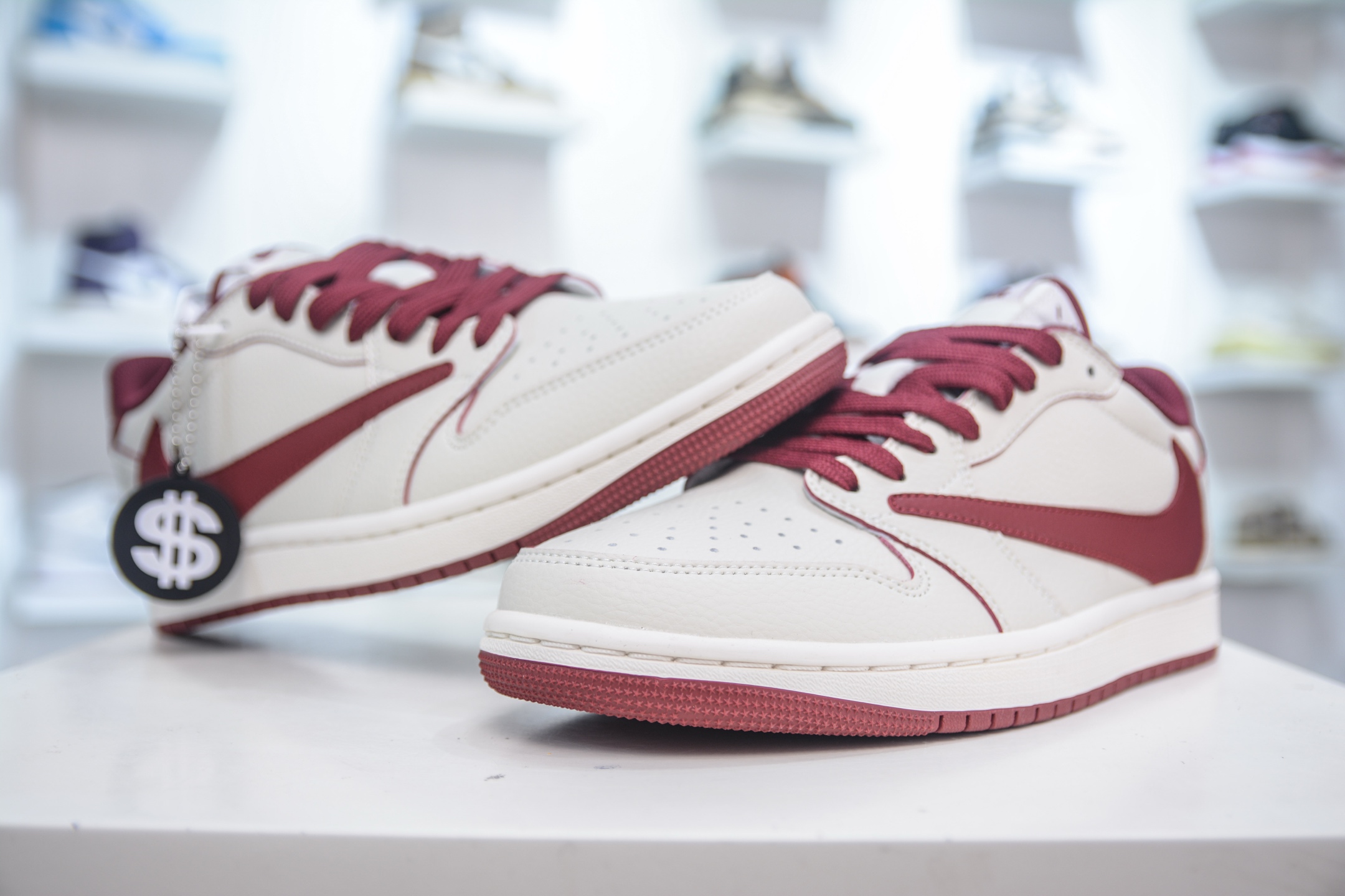TS x Air Jordan x Fragment Design AJ1 Low 倒钩低帮联名藤原浩闪电-白酒红  LK1099-066