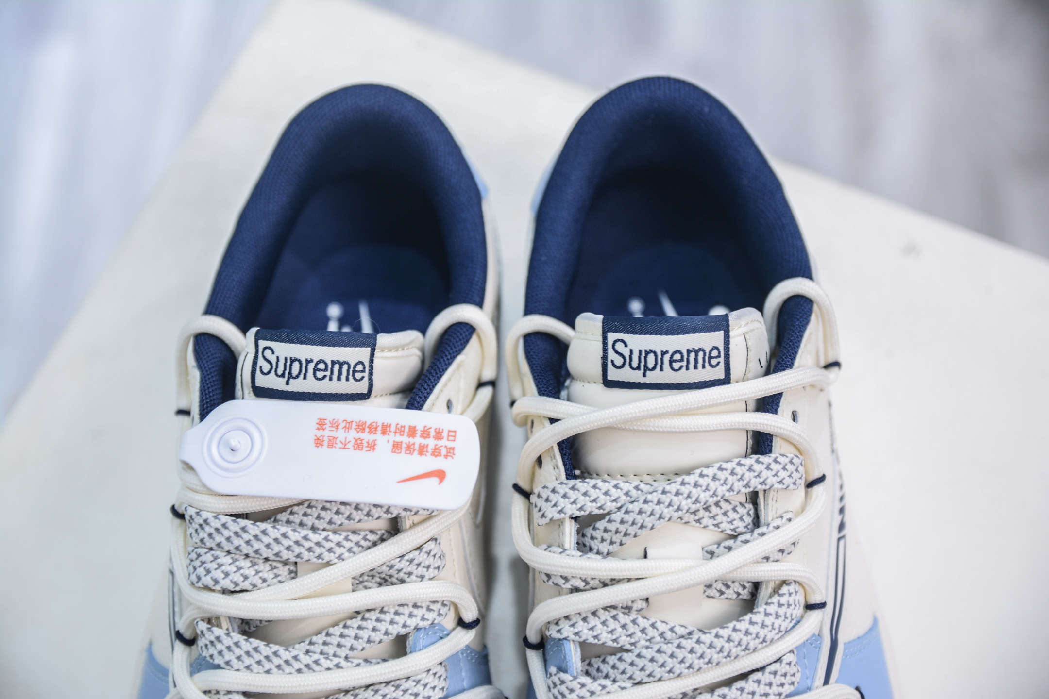 TS x Air Jordan AJ1 Low x Supreme 倒钩低帮SUP联名-白蓝绑带  DM6868-106