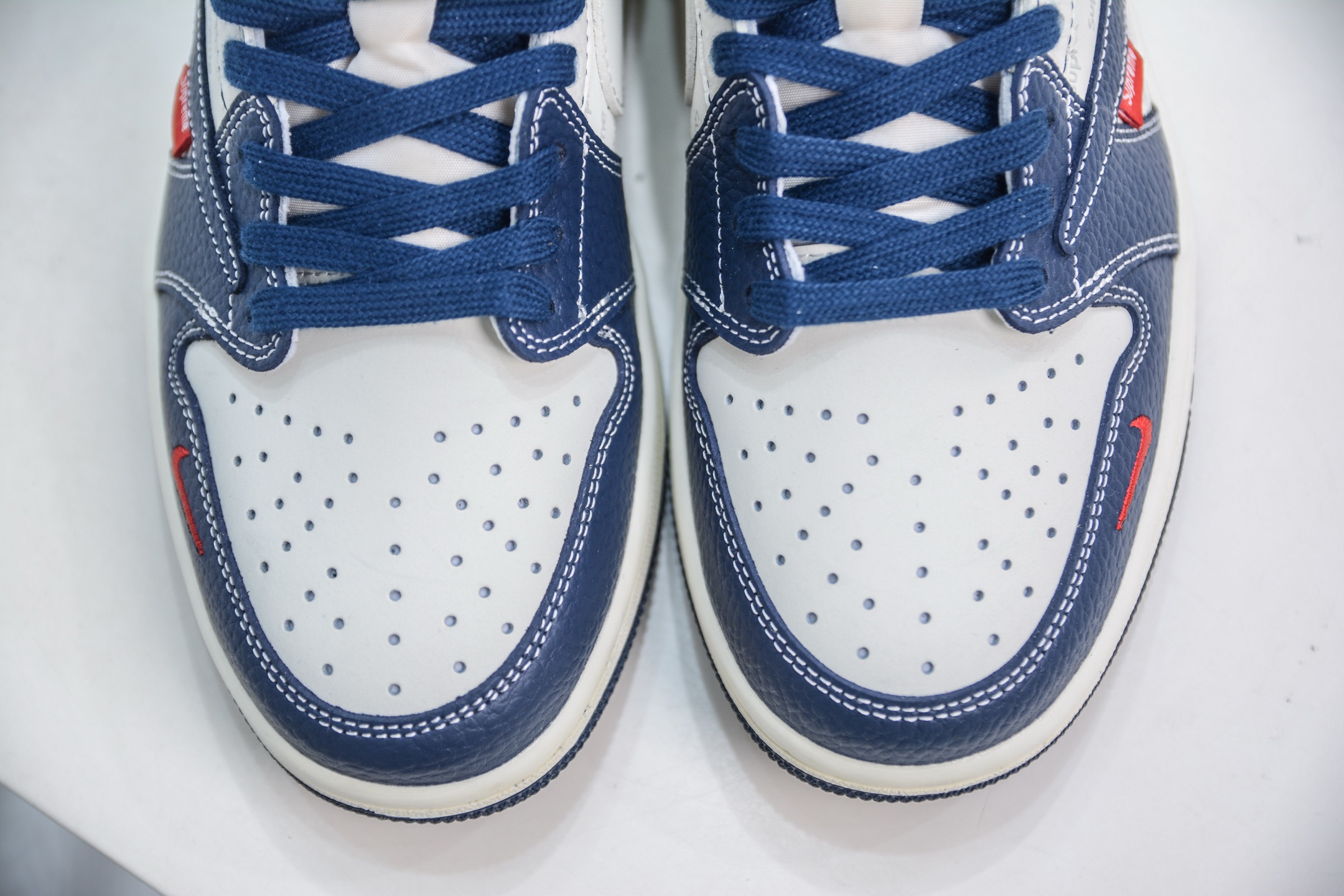 The North Face x Supreme x Travis Scott x Air Jordan 1 Low乔丹1代低帮倒钩北面Sup联名-奶白深蓝 XZ5749-009