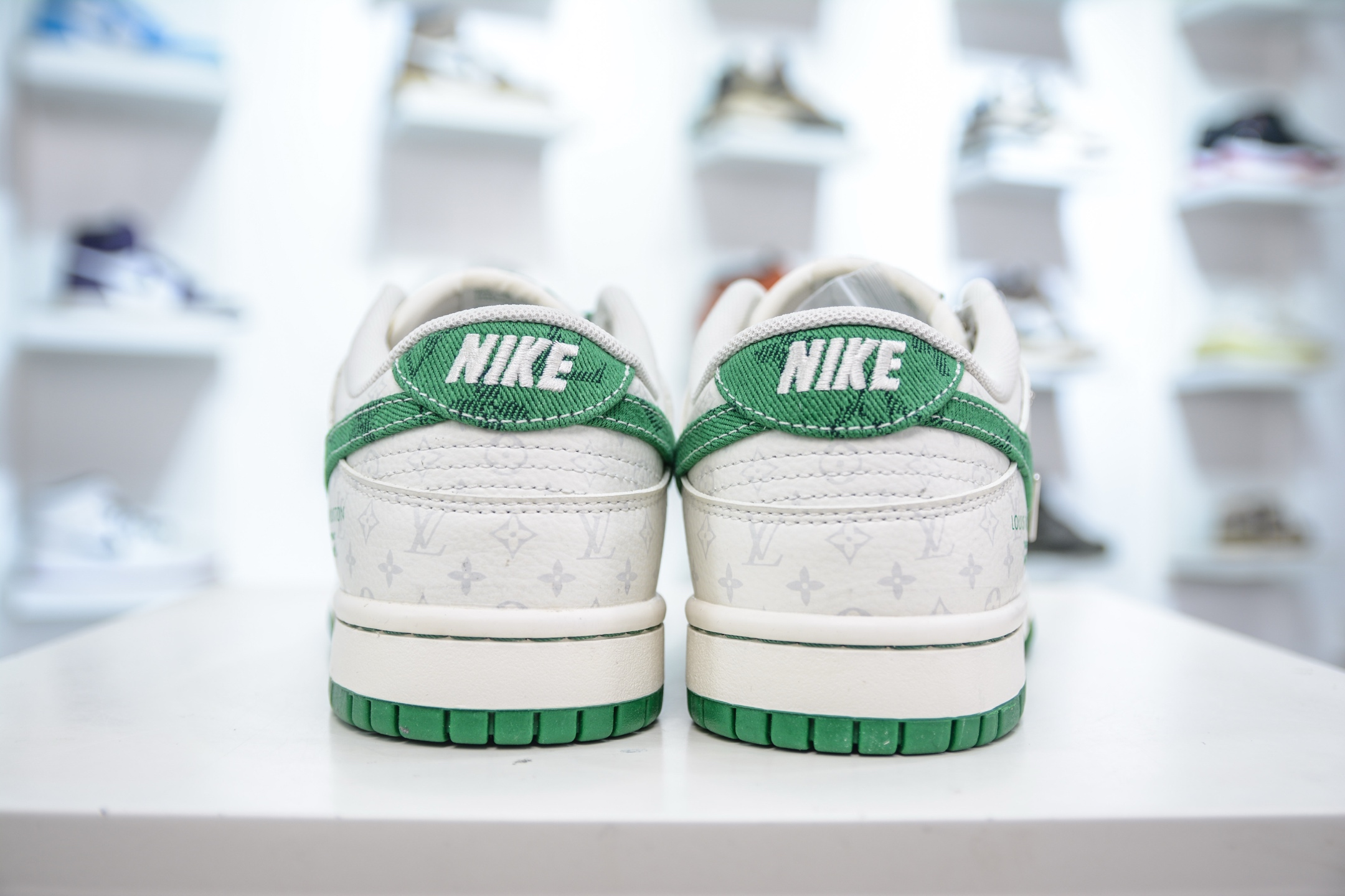 Nike SB Dunk Low x Louis Vuitton White Green Denim Collaboration Sneakers 2 i1749234102754 4416 0 1