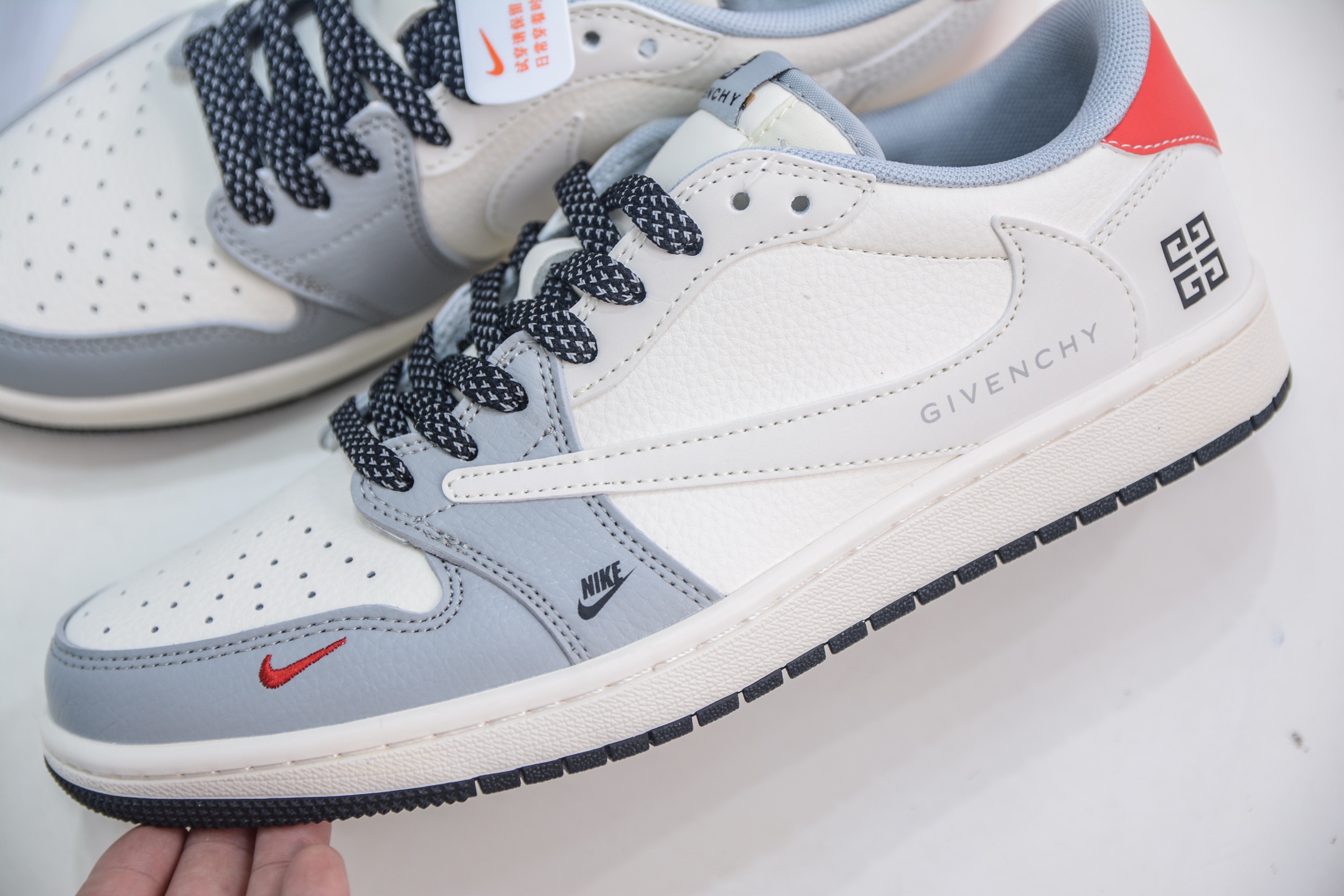 Air Jordan 1 Low x Givenchy Custom Sneakers - Gray/White, Limited Edition 8 i1749484346344 6300 0 6