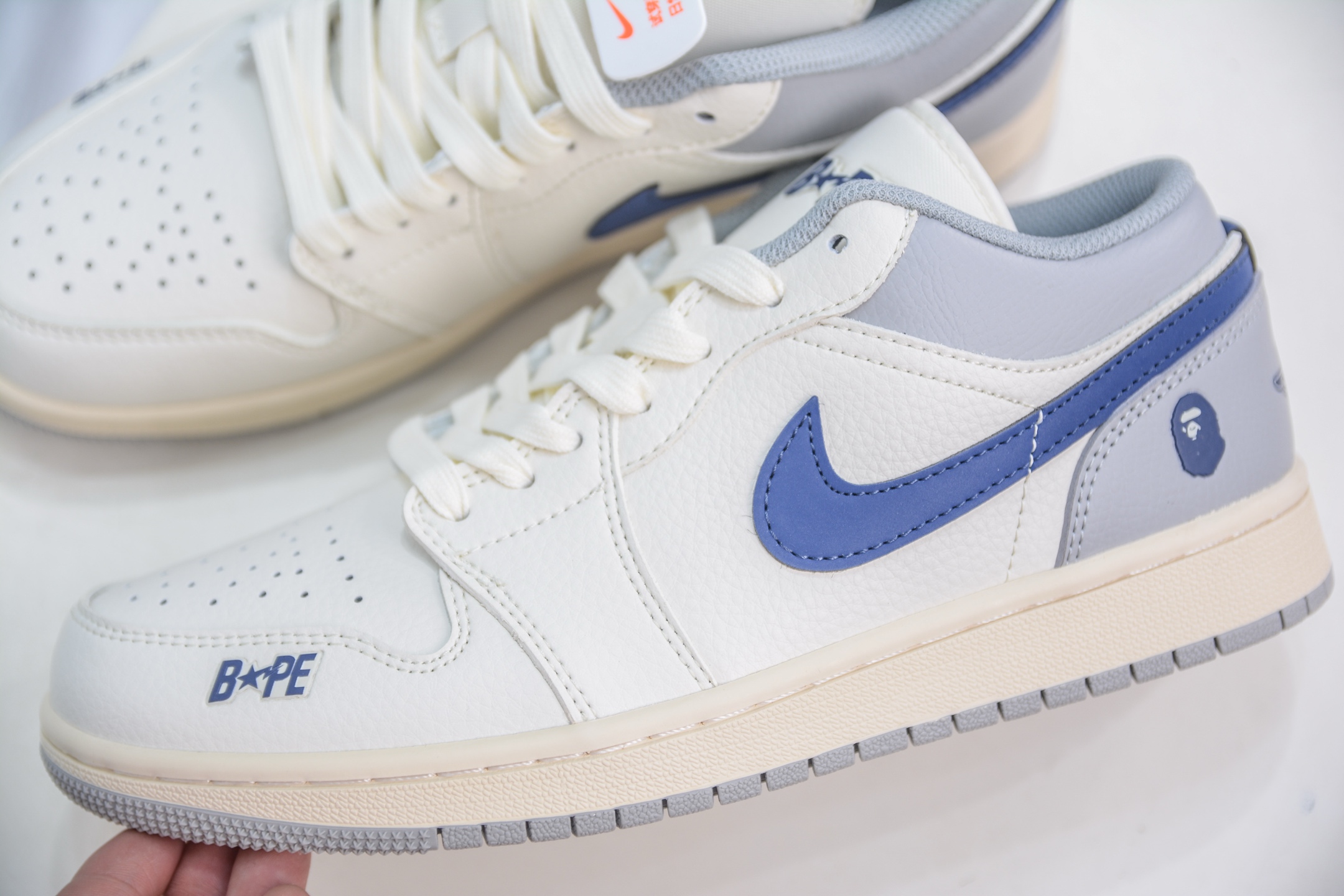 Air Jordan 1 Retro Low x BAPE White Grey Blue - Premium Leather, Comfort Cushion 7 i1749484728358 1967 0 6