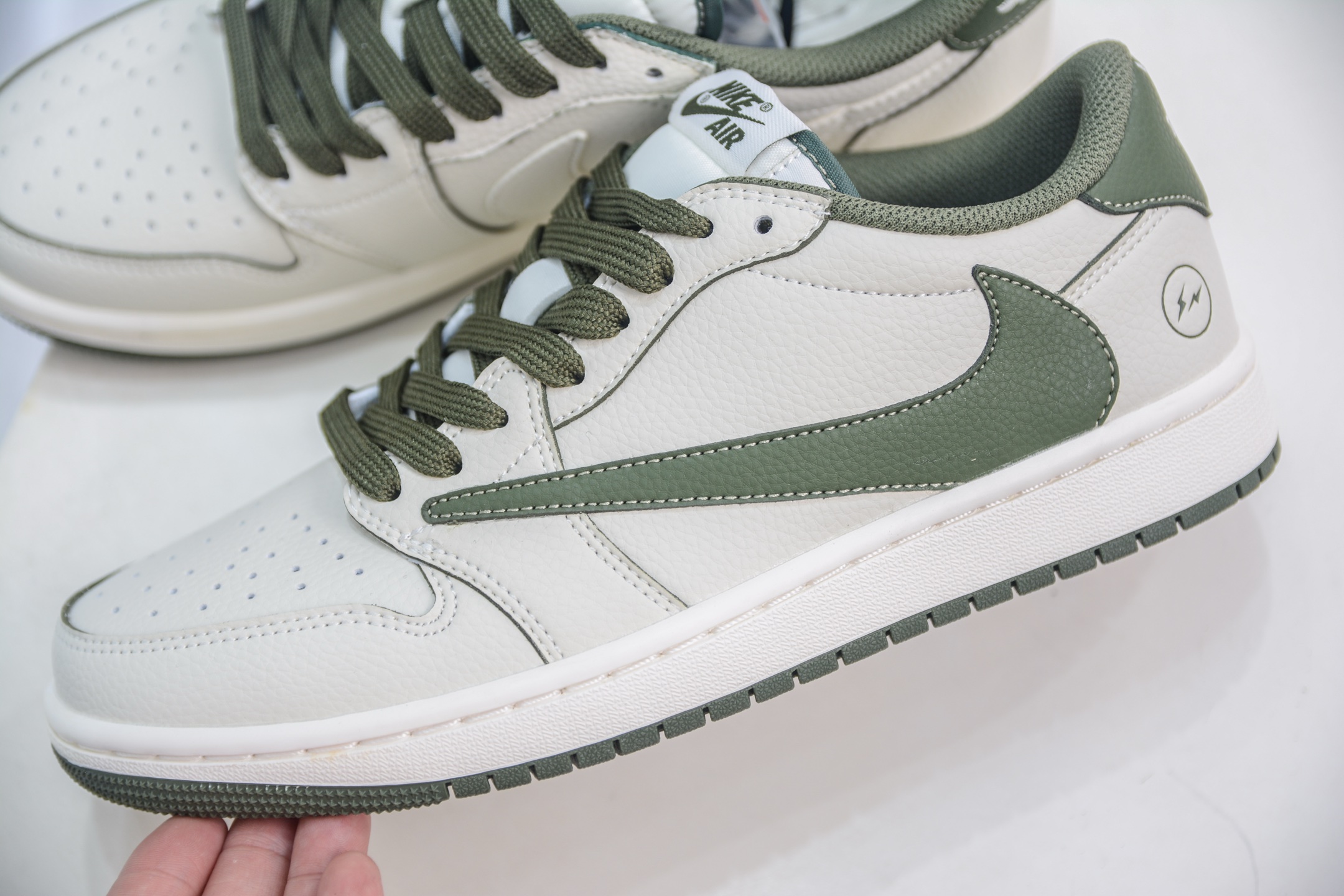 TS x Air Jordan x Fragment Design AJ1 Low 倒钩低帮联名藤原浩闪电-白绿  LK1099-063