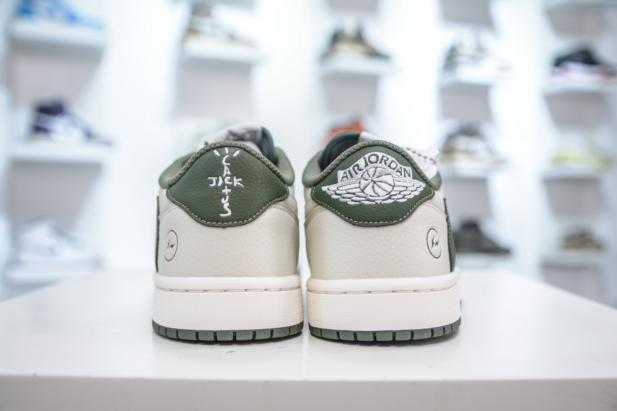 TS x Air Jordan x Fragment Design AJ1 Low 倒钩低帮联名藤原浩闪电-白绿  LK1099-063
