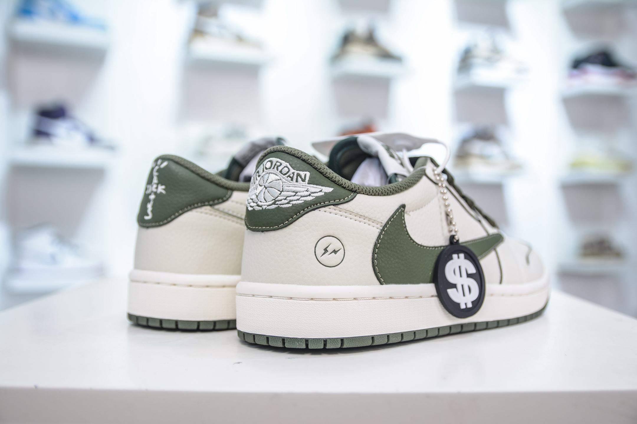 TS x Air Jordan x Fragment Design AJ1 Low 倒钩低帮联名藤原浩闪电-白绿  LK1099-063