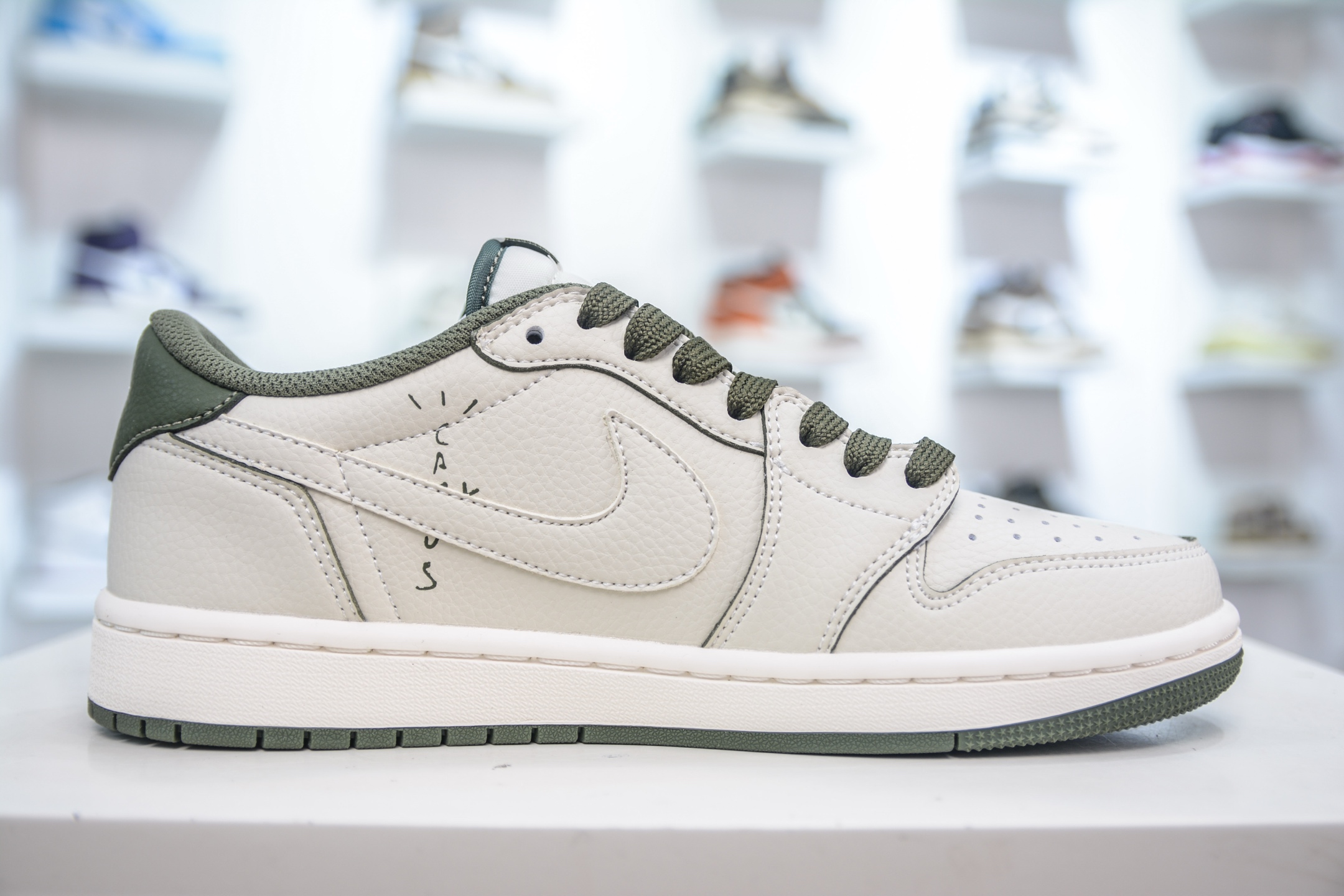 TS x Air Jordan x Fragment Design AJ1 Low 倒钩低帮联名藤原浩闪电-白绿  LK1099-063