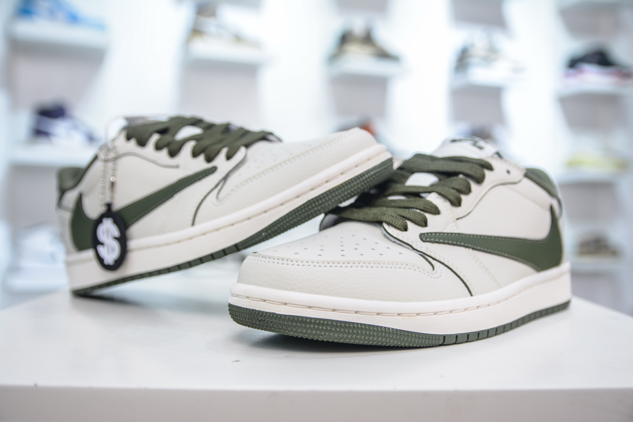 TS x Air Jordan x Fragment Design AJ1 Low 倒钩低帮联名藤原浩闪电-白绿  LK1099-063