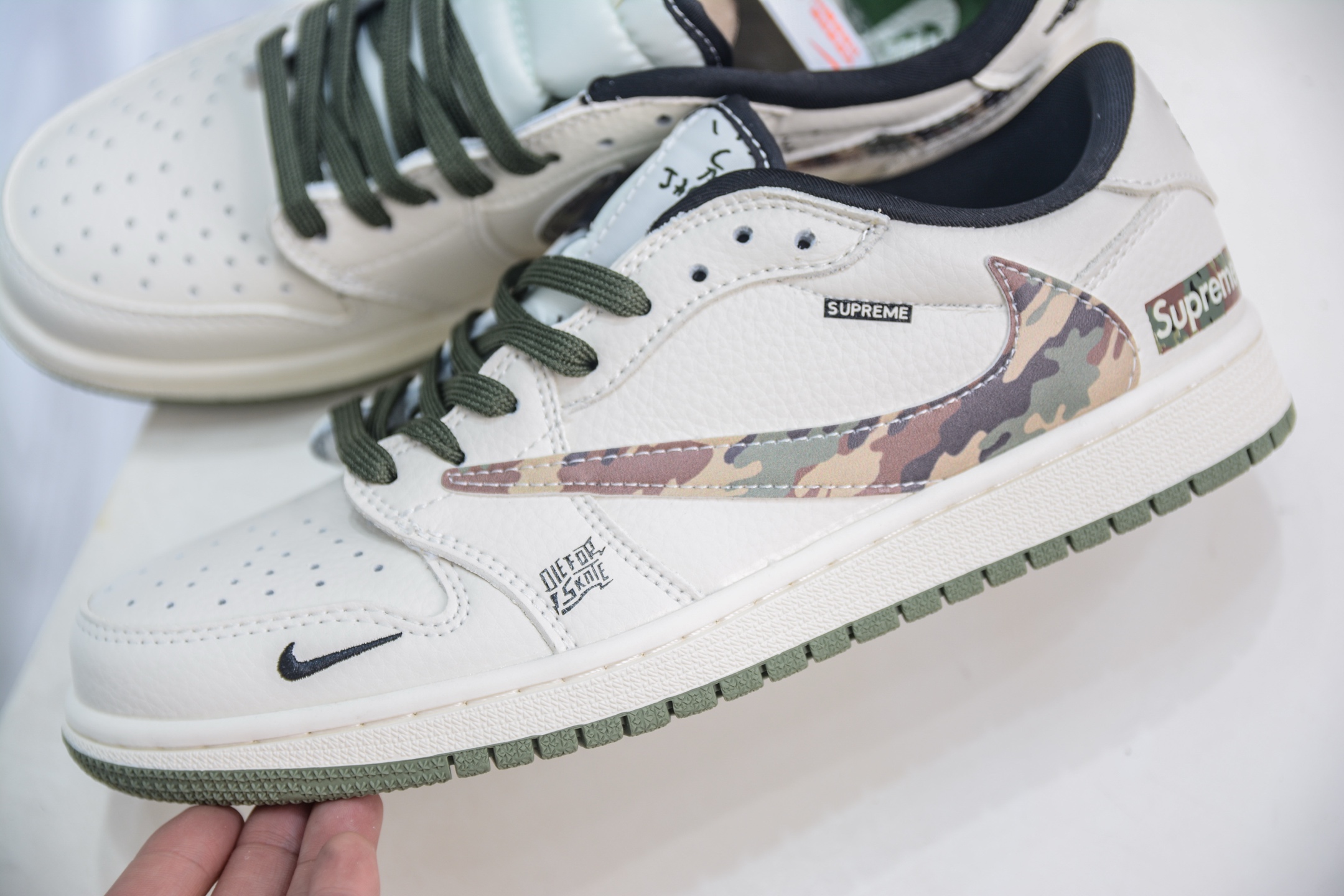 TS x Air Jordan x Supreme Air Jordan 1 Low White Green Camo Sneakers 8 i1749657685067 5982 0 6