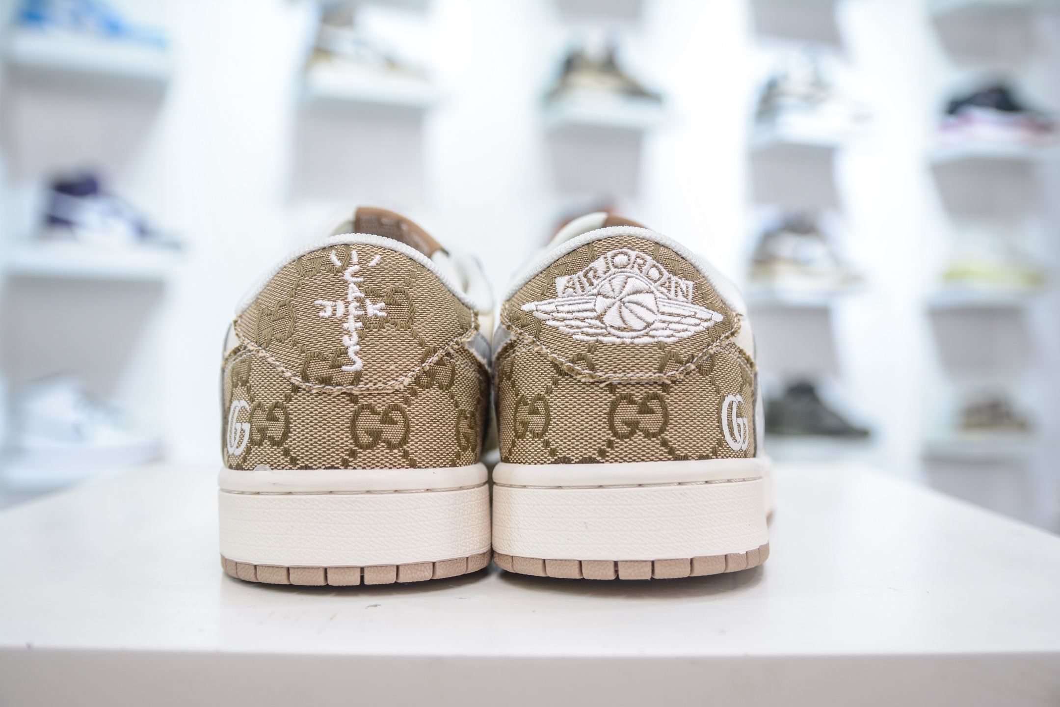 Travis Scott x Air Jordan 1 Low Gucci Custom Sneakers - Khaki Denim 3 i1749657723256 9147 0 1