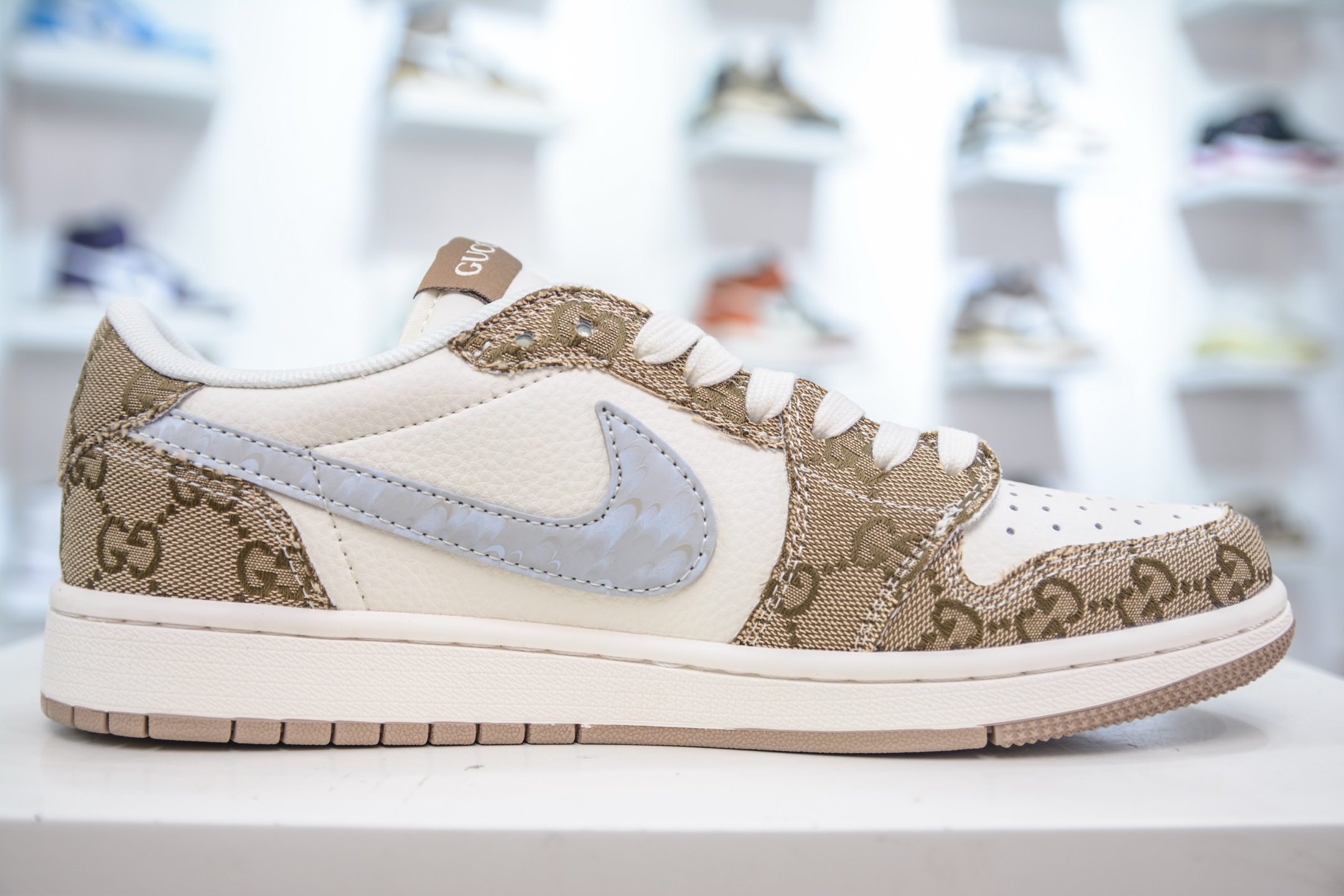 Travis Scott x Air Jordan 1 Low Gucci Custom Sneakers - Khaki Denim 4 i1749657723282 9581 0 2