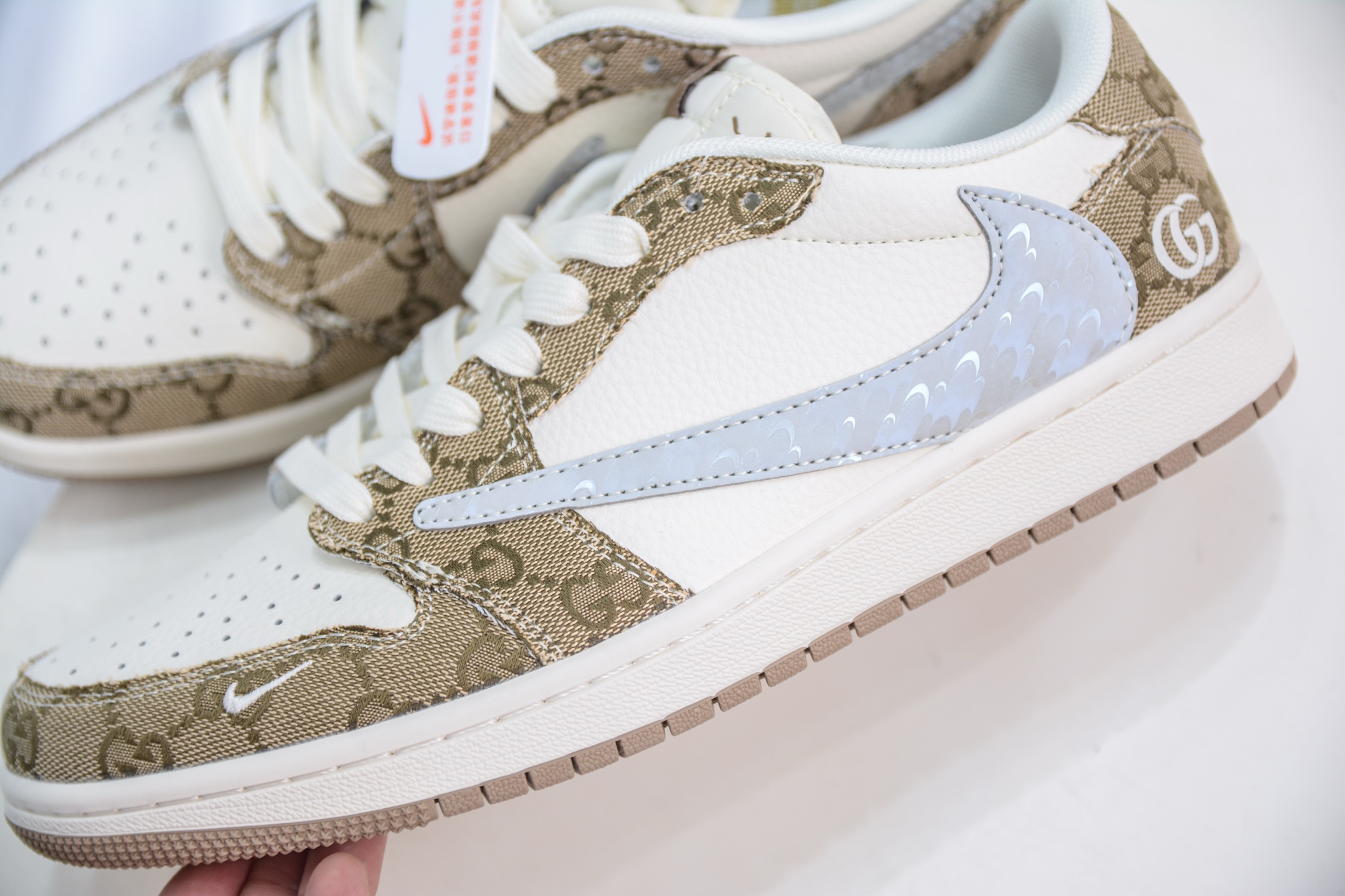 Travis Scott x Air Jordan 1 Low Gucci Custom Sneakers - Khaki Denim 8 i1749657726174 317 0 6