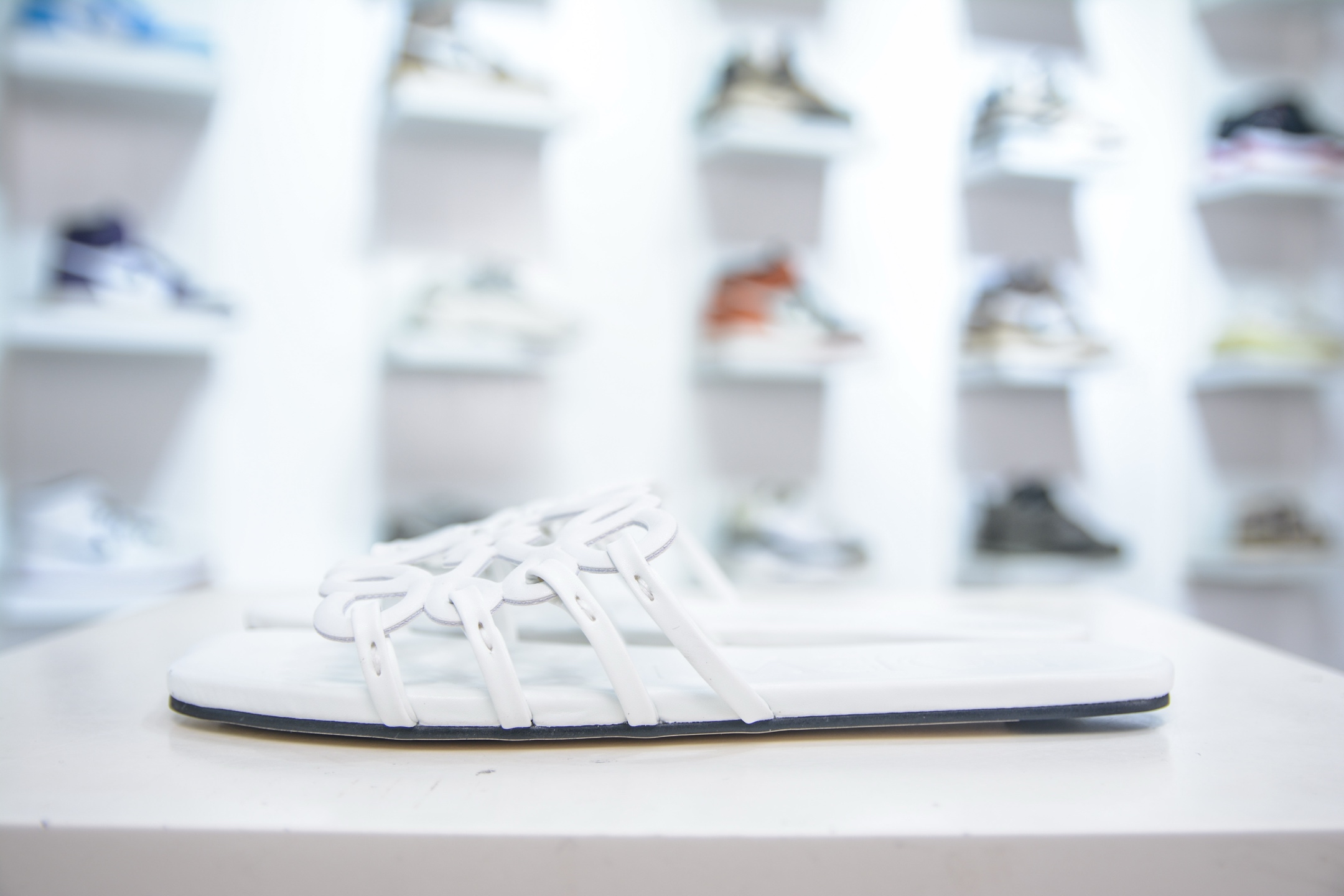 Loewe Anagram Petal Leather Flat Sandals, Square Open Toe, White, Size 35-40 2 i1749658264869 852 0 0