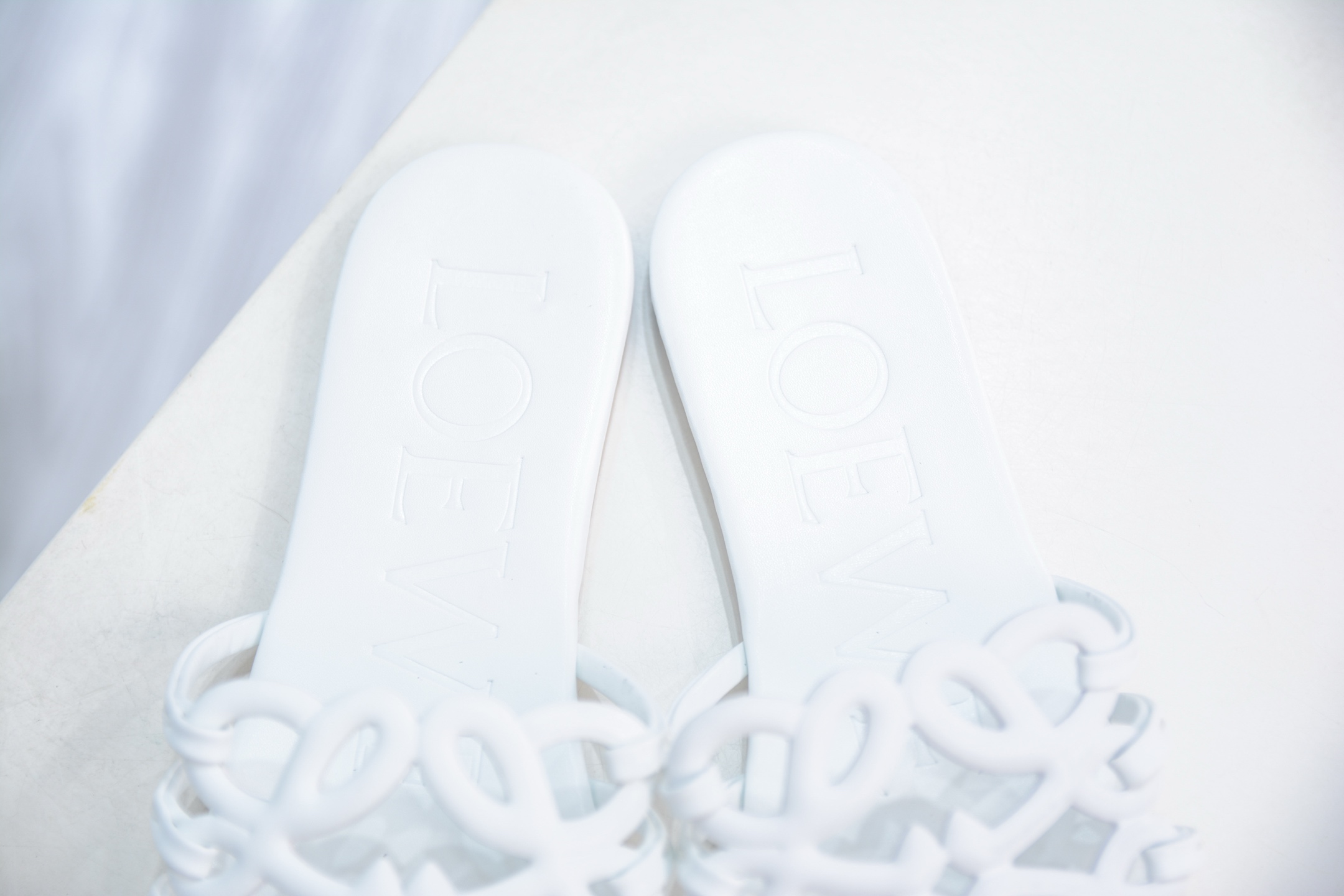 Loewe Anagram Petal Leather Flat Sandals, Square Open Toe, White, Size 35-40 9 i1749658265978 3726 0 7