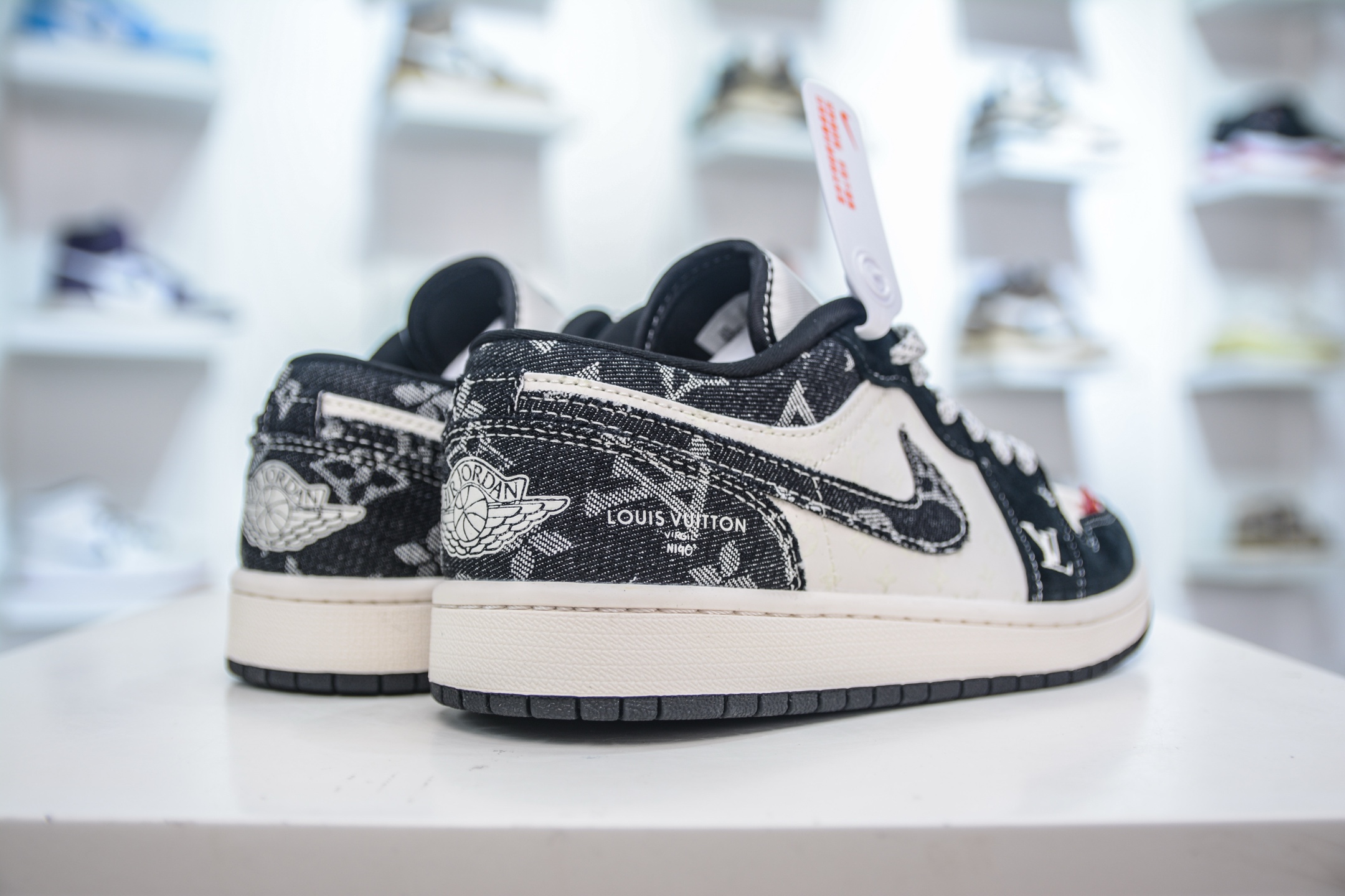 Air Jordan 1 Low x Louis Vuitton Custom Sneakers - Beige, Black Denim 7 i1750089929184 6249 0 5