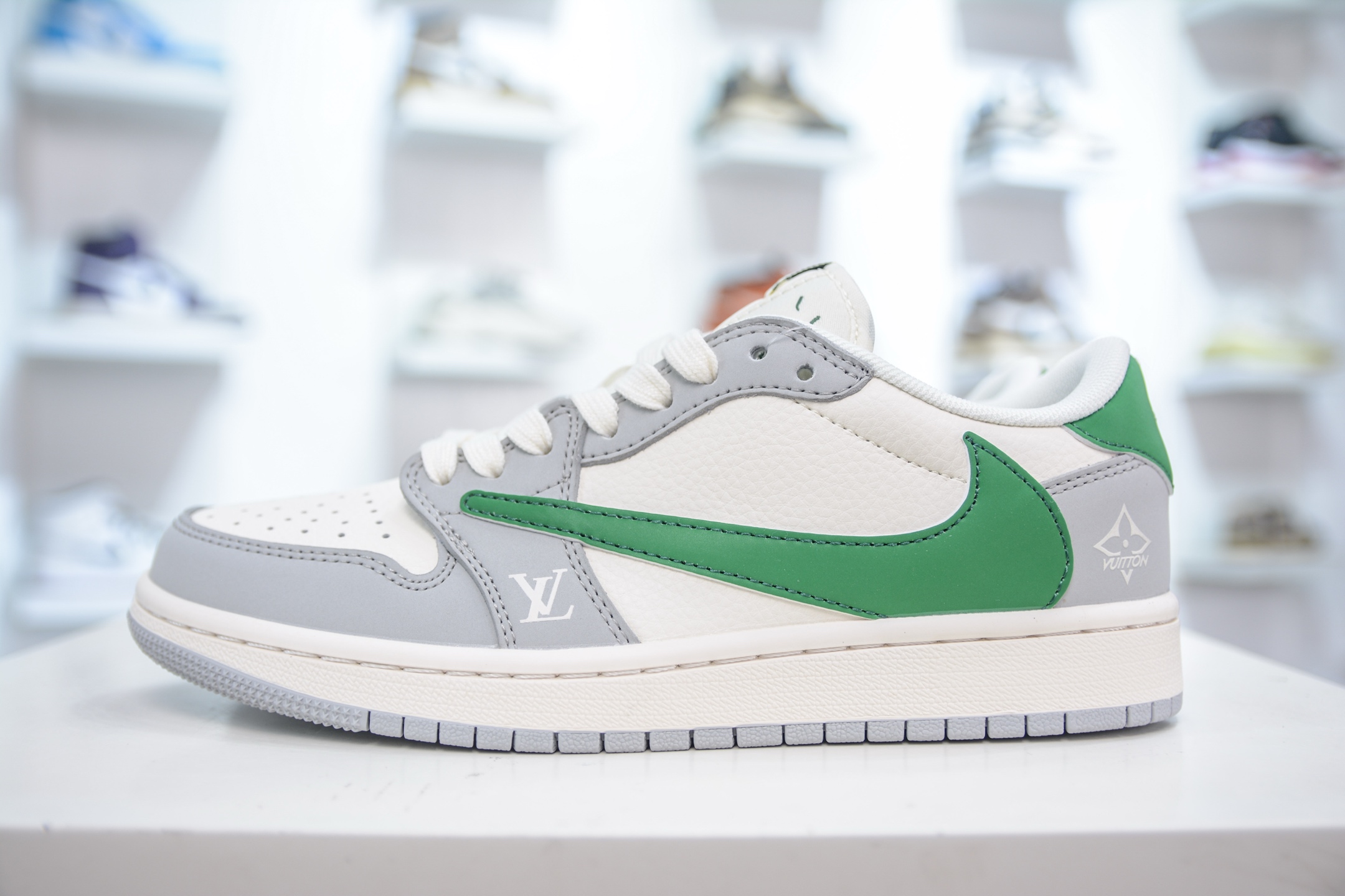 TS x Air Jordan x Louis Vuitton Air Jordan 1 Low - White, Gray & Green 2 i1750173130351 9450 0 0