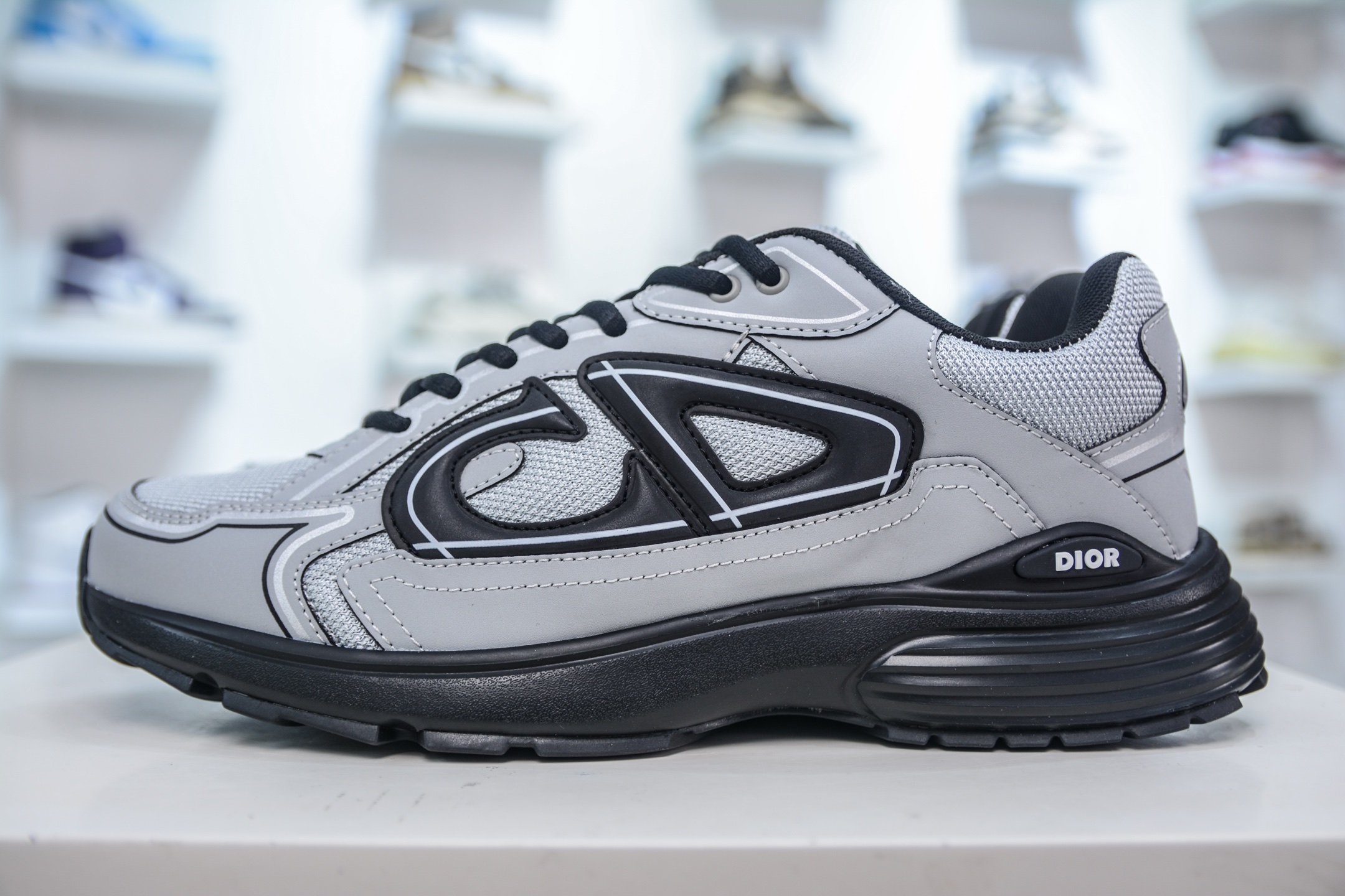 Dior B30 Sneakers: Gray Mesh and Technical Fabric with CD30 Reflective Signature 1 i1750174026711 353 0 0