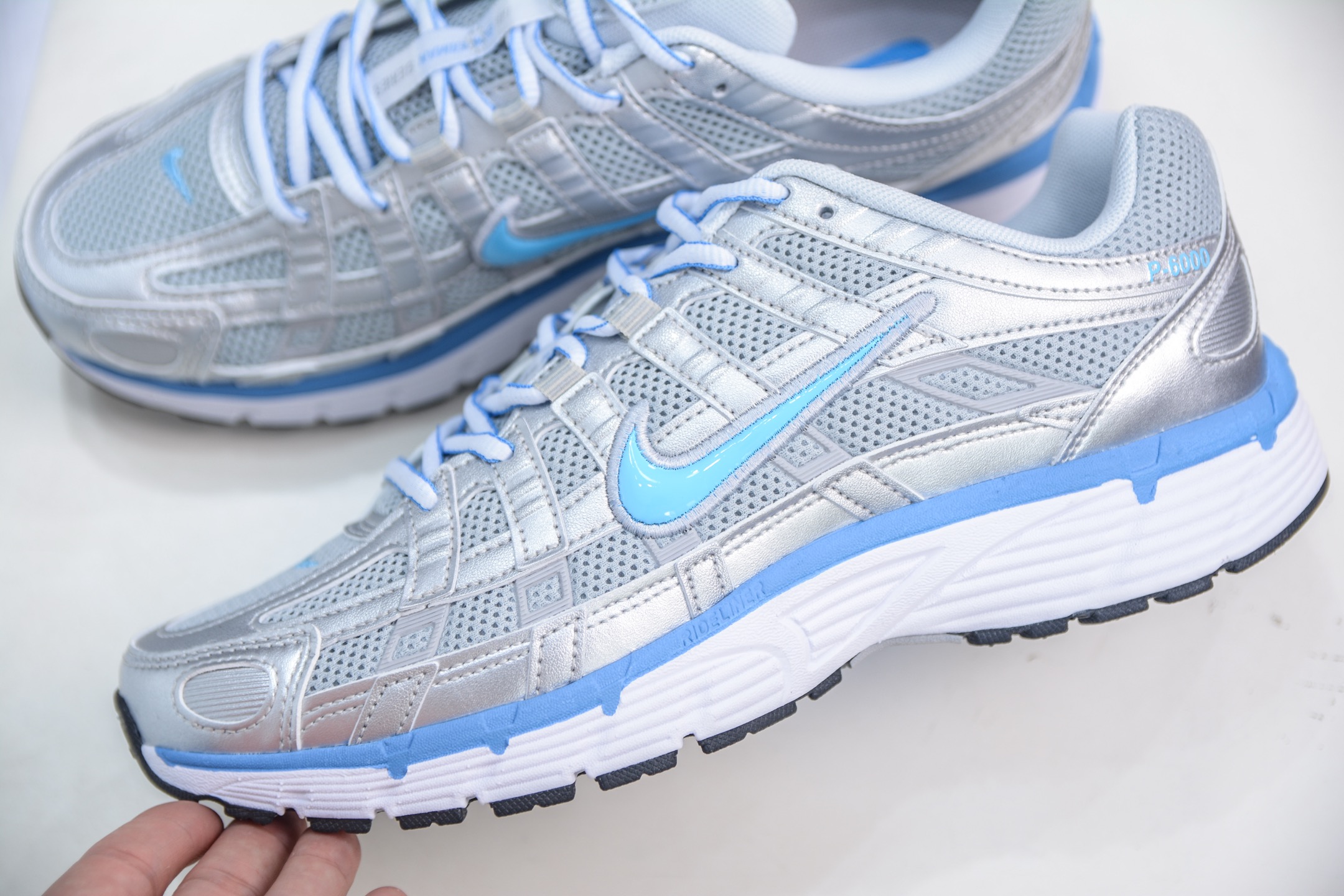 Nike P-6000 Retro Running Shoes - Silver/Blue Comfort Sneakers CD6404-025 8 i1750175096726 9454 0 6