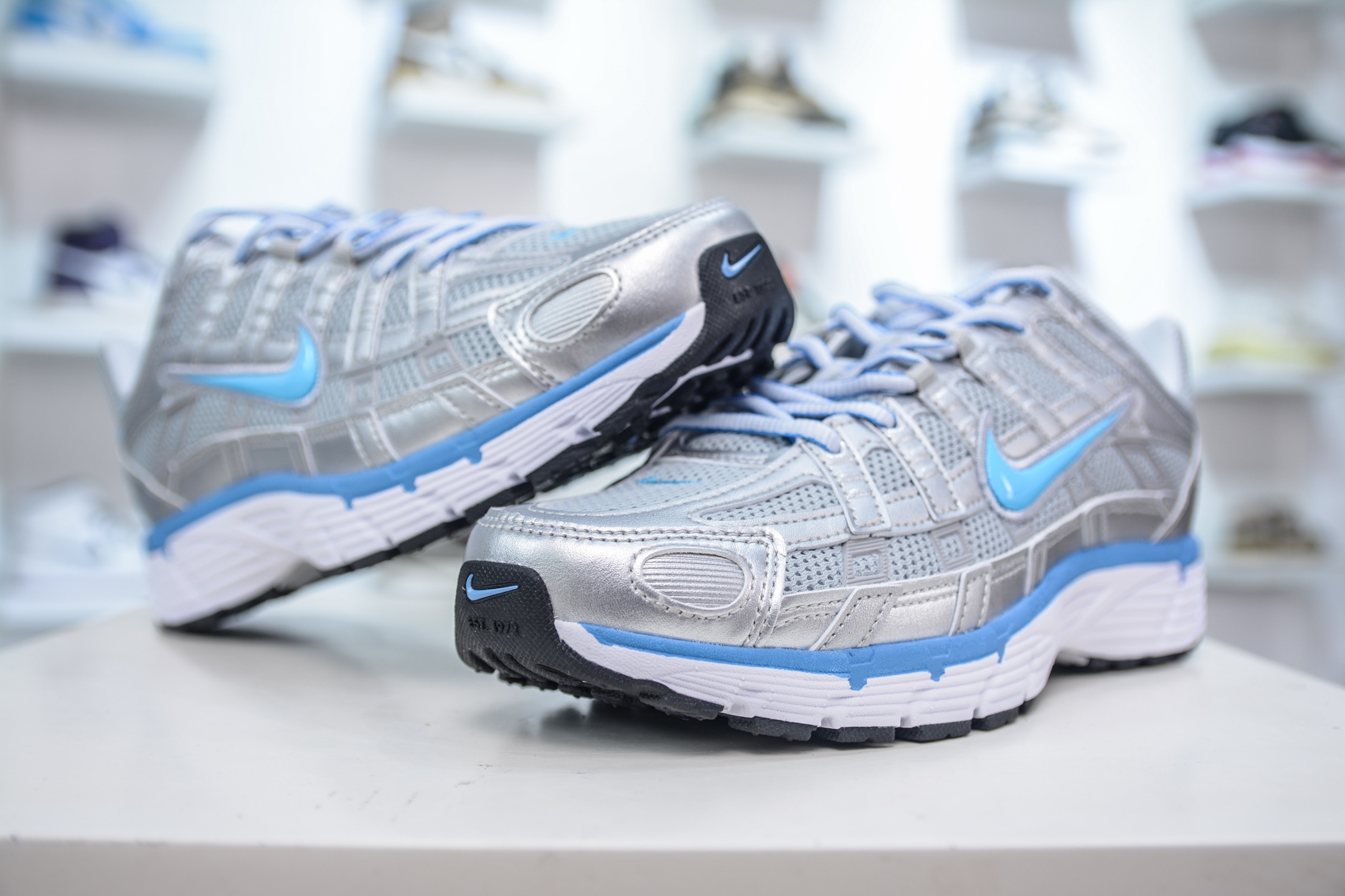 Nike P-6000 Retro Running Shoes - Silver/Blue Comfort Sneakers CD6404-025 5 i1750175098159 5088 0 3