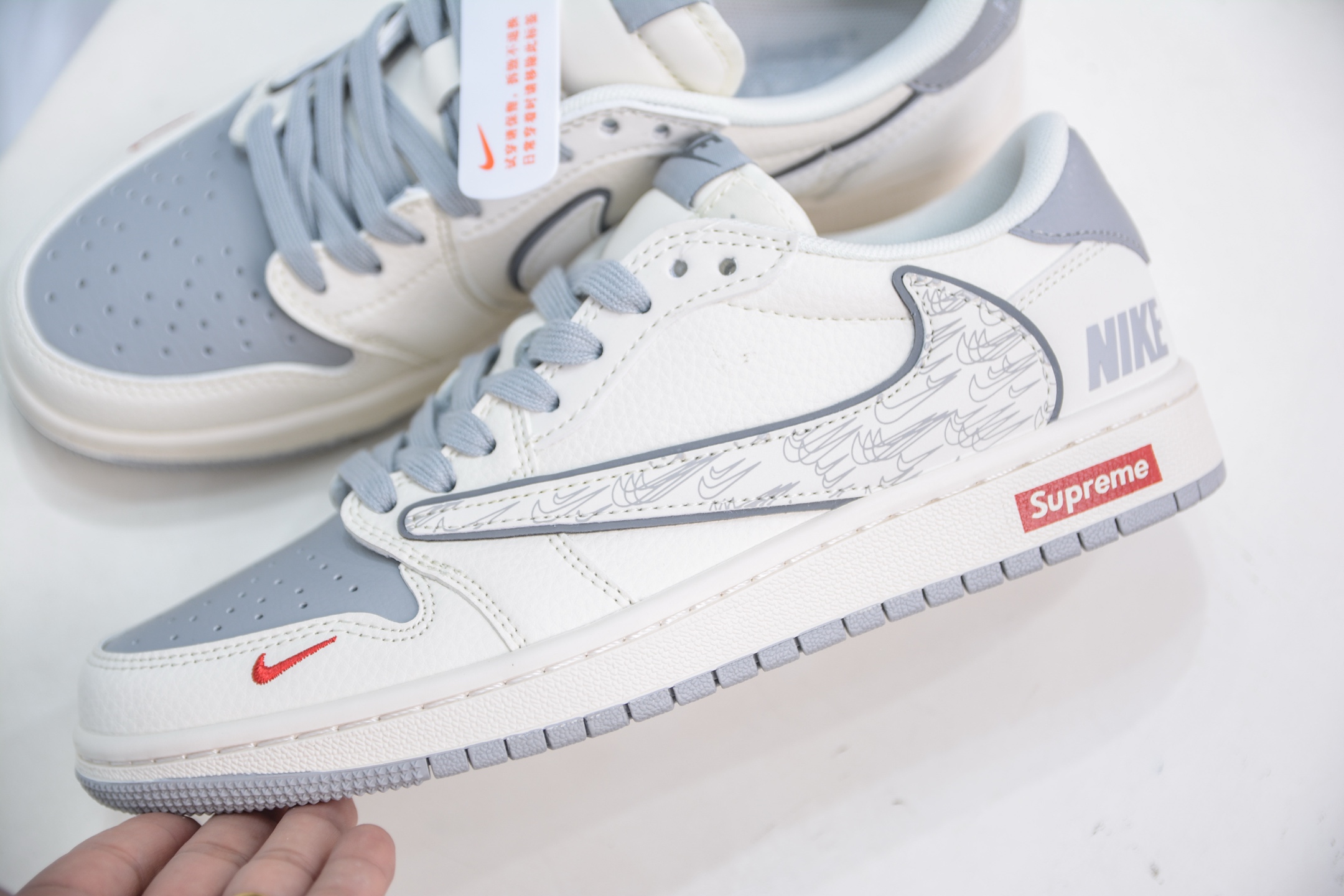 TS x Air Jordan x Supreme Air Jordan 1 Low - Grey and White Custom 8 i1750277335605 7320 0 6