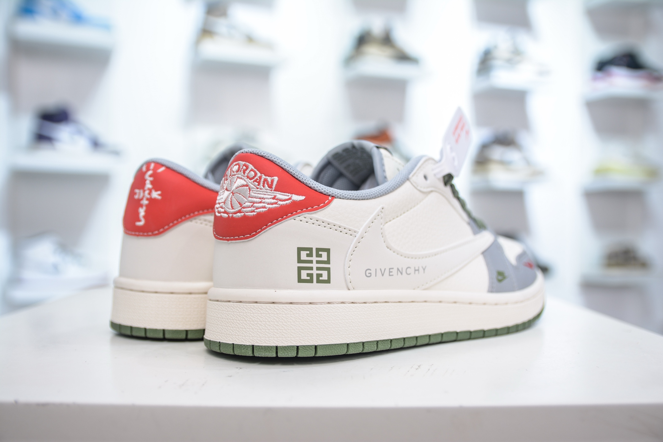 TS x Air Jordan 1 Low Givenchy Custom White Gray Green Sneakers 6 i1750522551191 1236 0 5