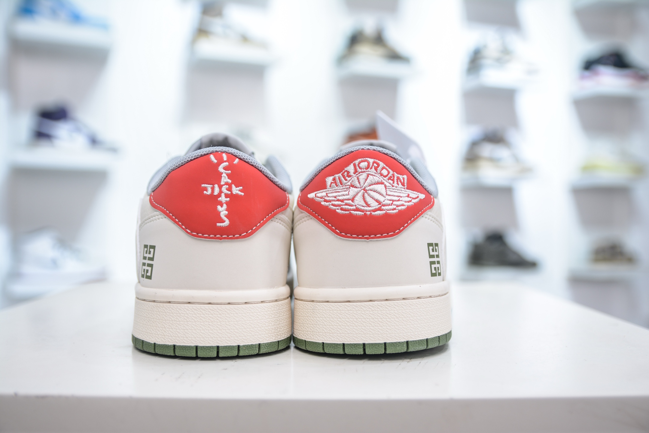 TS x Air Jordan 1 Low Givenchy Custom White Gray Green Sneakers 2 i1750522551269 4975 0 1