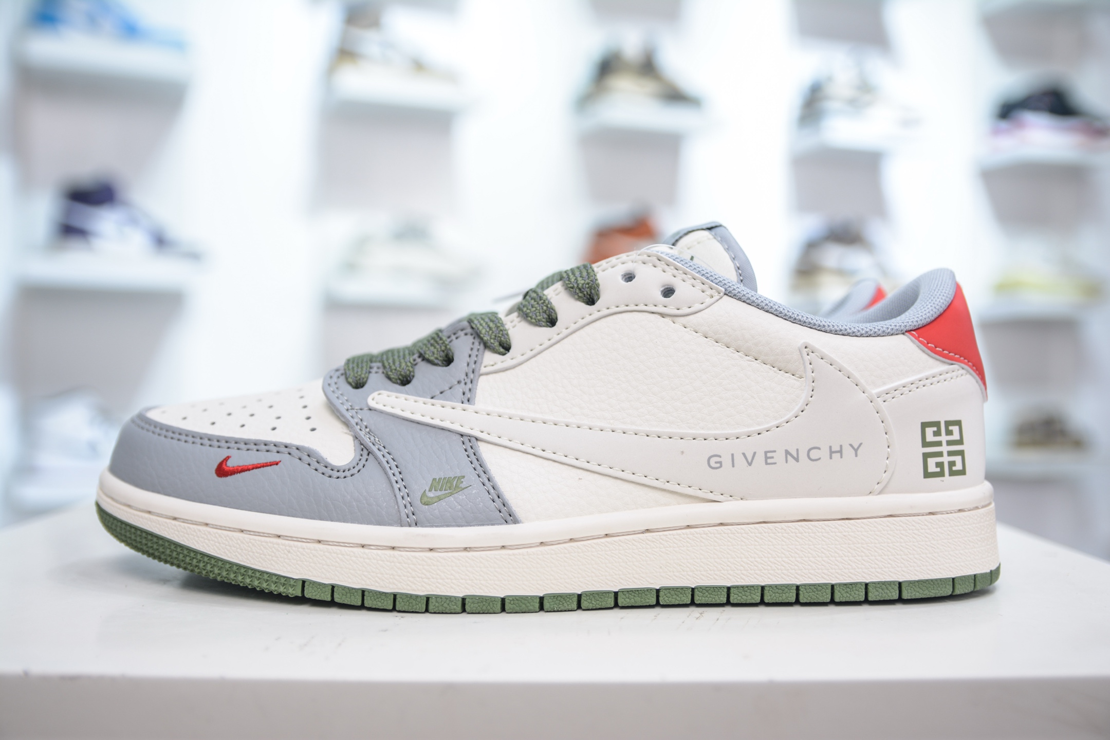 TS x Air Jordan 1 Low Givenchy Custom White Gray Green Sneakers 1 i1750522554459 5246 0 0