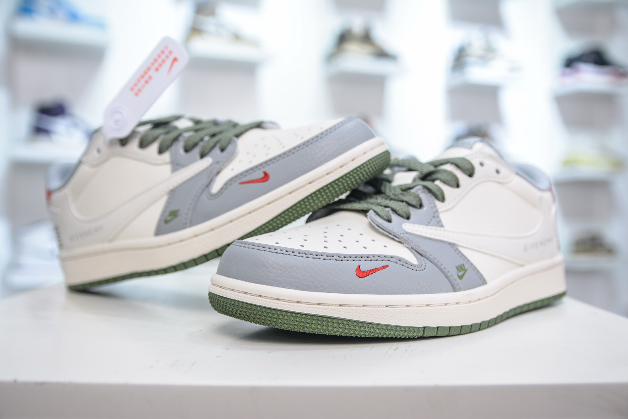 TS x Air Jordan 1 Low Givenchy Custom White Gray Green Sneakers 4 i1750522554482 4477 0 3