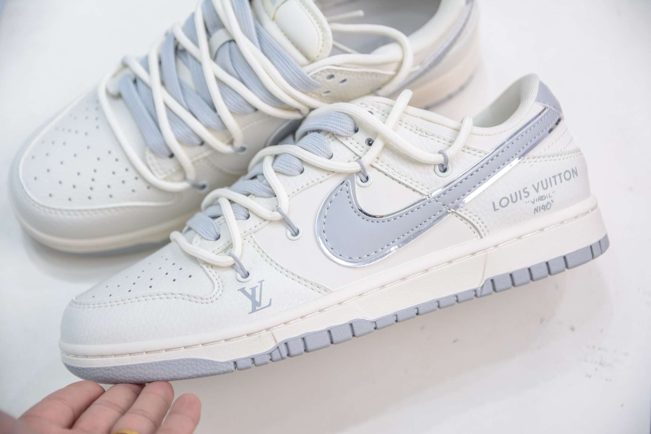 Nike SB Dunk Low x Louis Vuitton White Grey, Premium Leather Sneakers 7 i1750522609819 9717 0 6