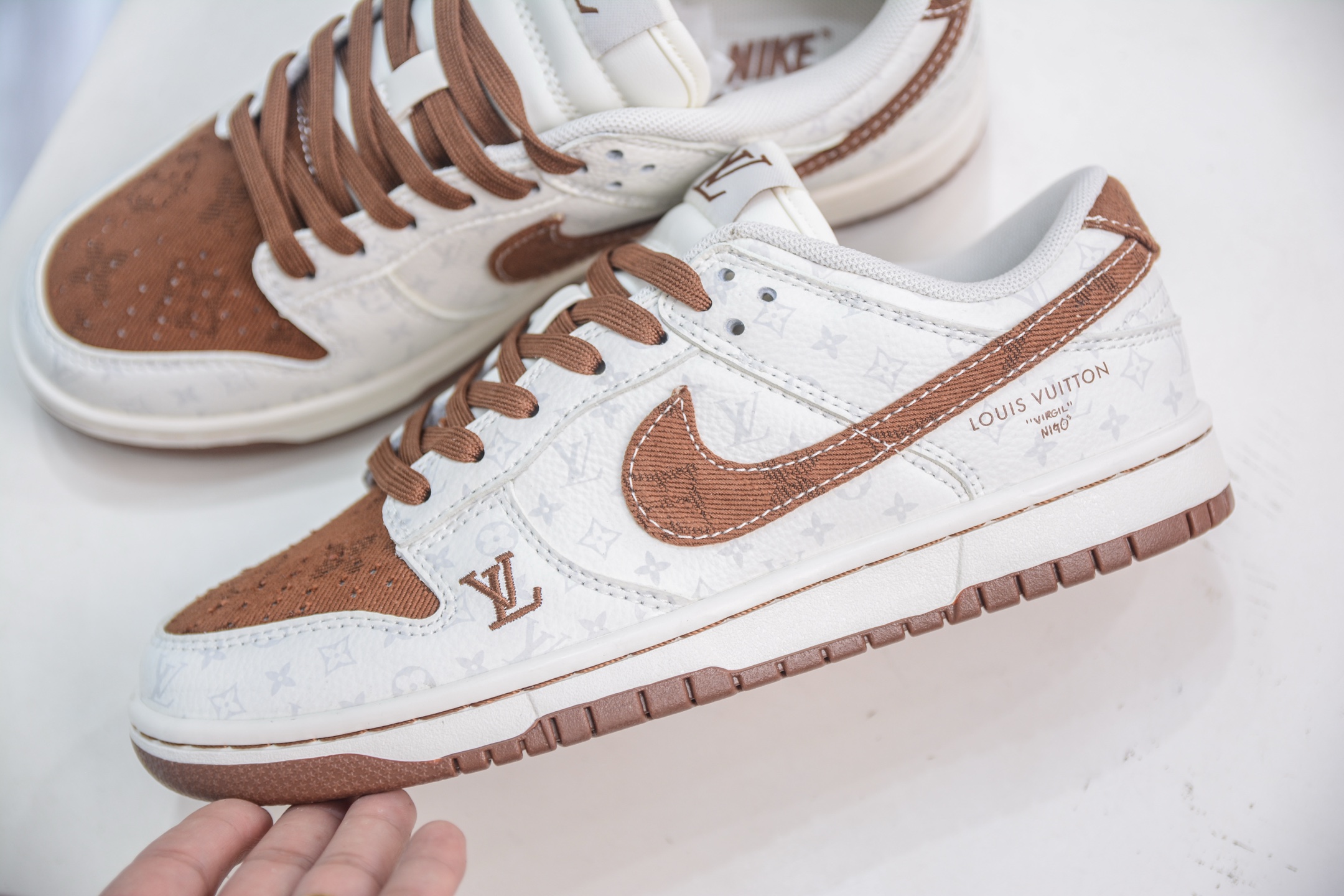 Nike SB Dunk Low x Louis Vuitton White Brown, Premium Leather Sneakers 7 i1750773553444 6213 0 6