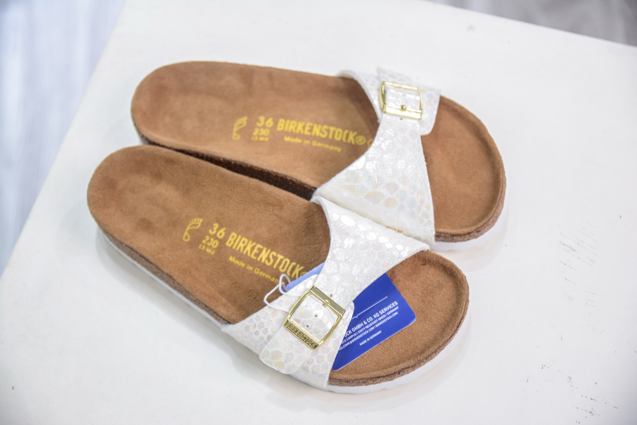 Birkenstock Milano Sandal - White Patterned Upper, Cork Footbed 8 i1750774519474 3109 0 6