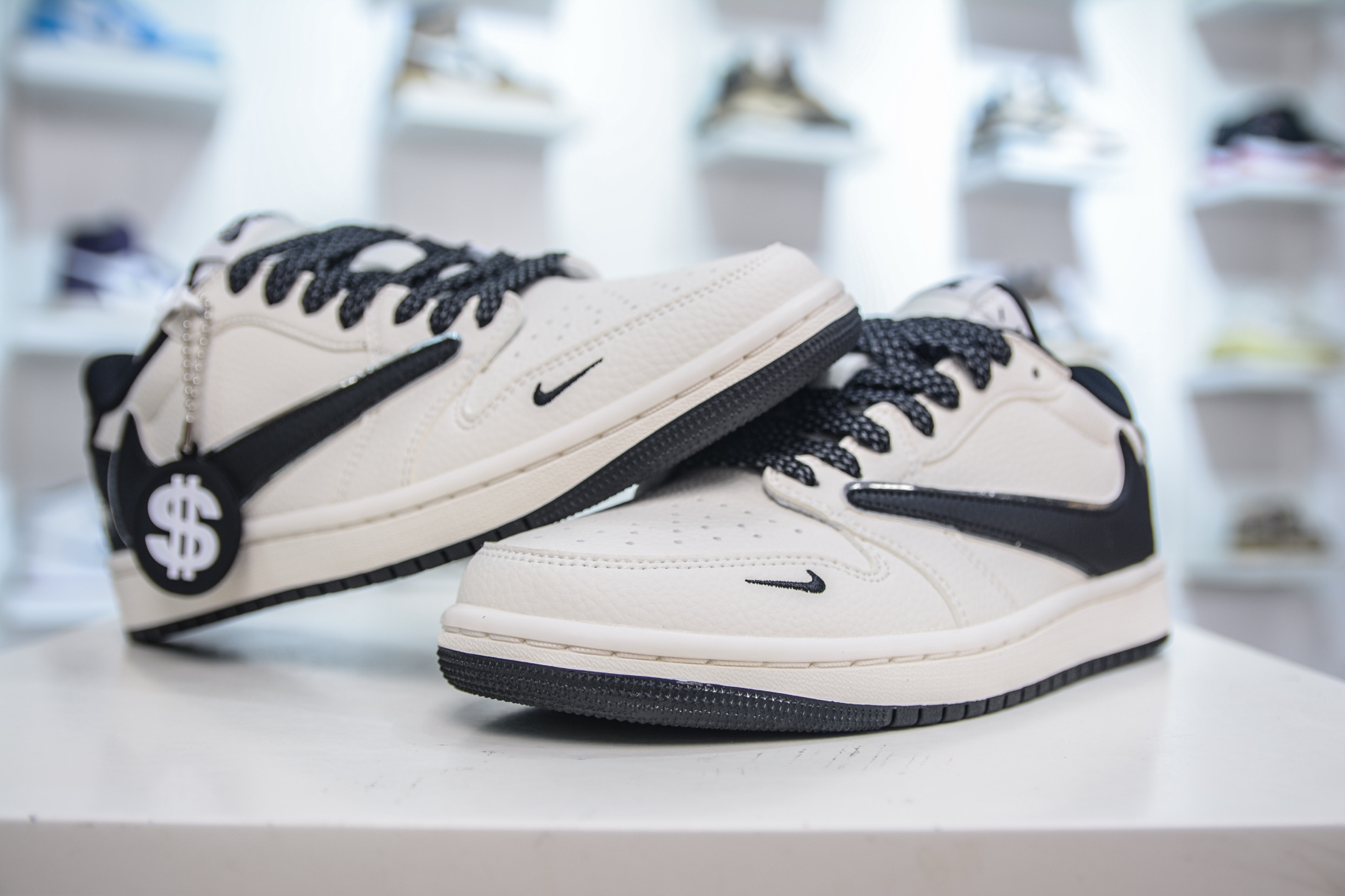 TS x Air Jordan x Stussy Air Jordan 1 Low - Cream/Black Custom Sneakers 5 i1750859567201 452 0 3