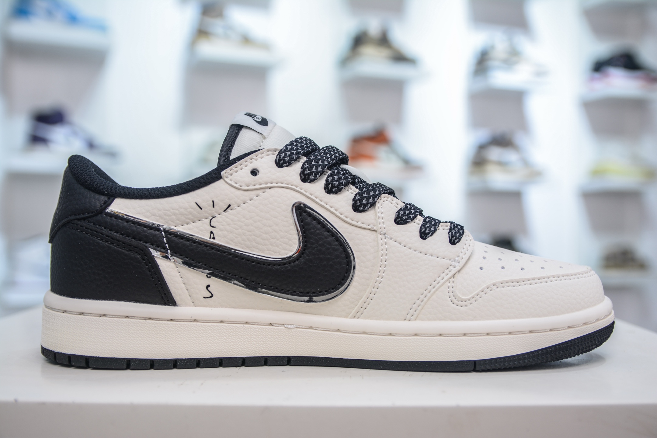 TS x Air Jordan x Stussy Air Jordan 1 Low - Cream/Black Custom Sneakers 4 i1750859568281 9823 0 2