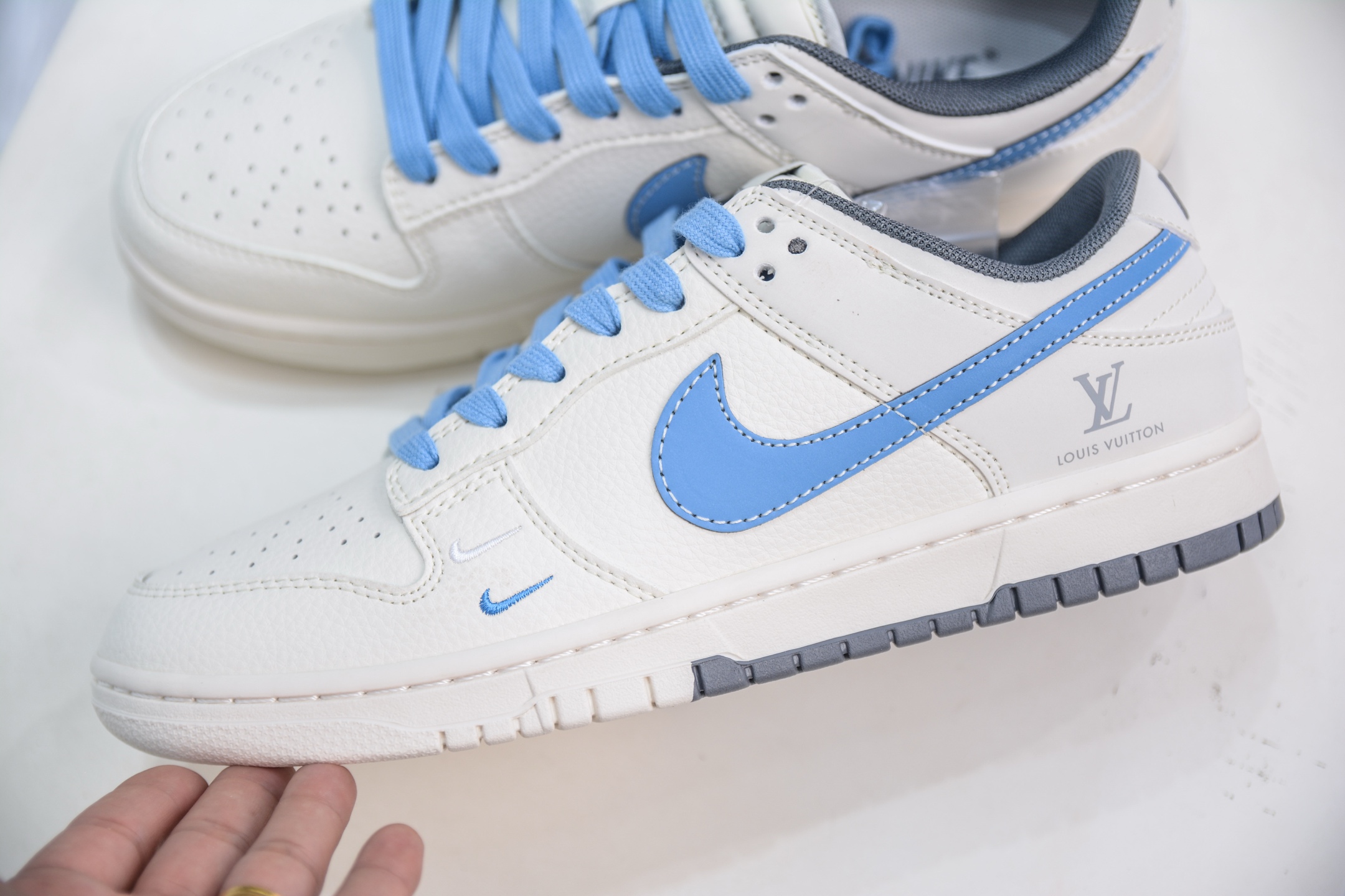 Nike SB Dunk Low x Louis Vuitton: Cream/Blue Designer Sneakers 8 i1750860576958 8594 0 6